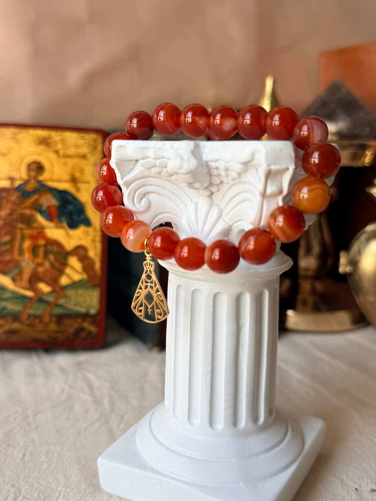 Bracelet Notre-Dame de Fatima en Cornaline naturelle