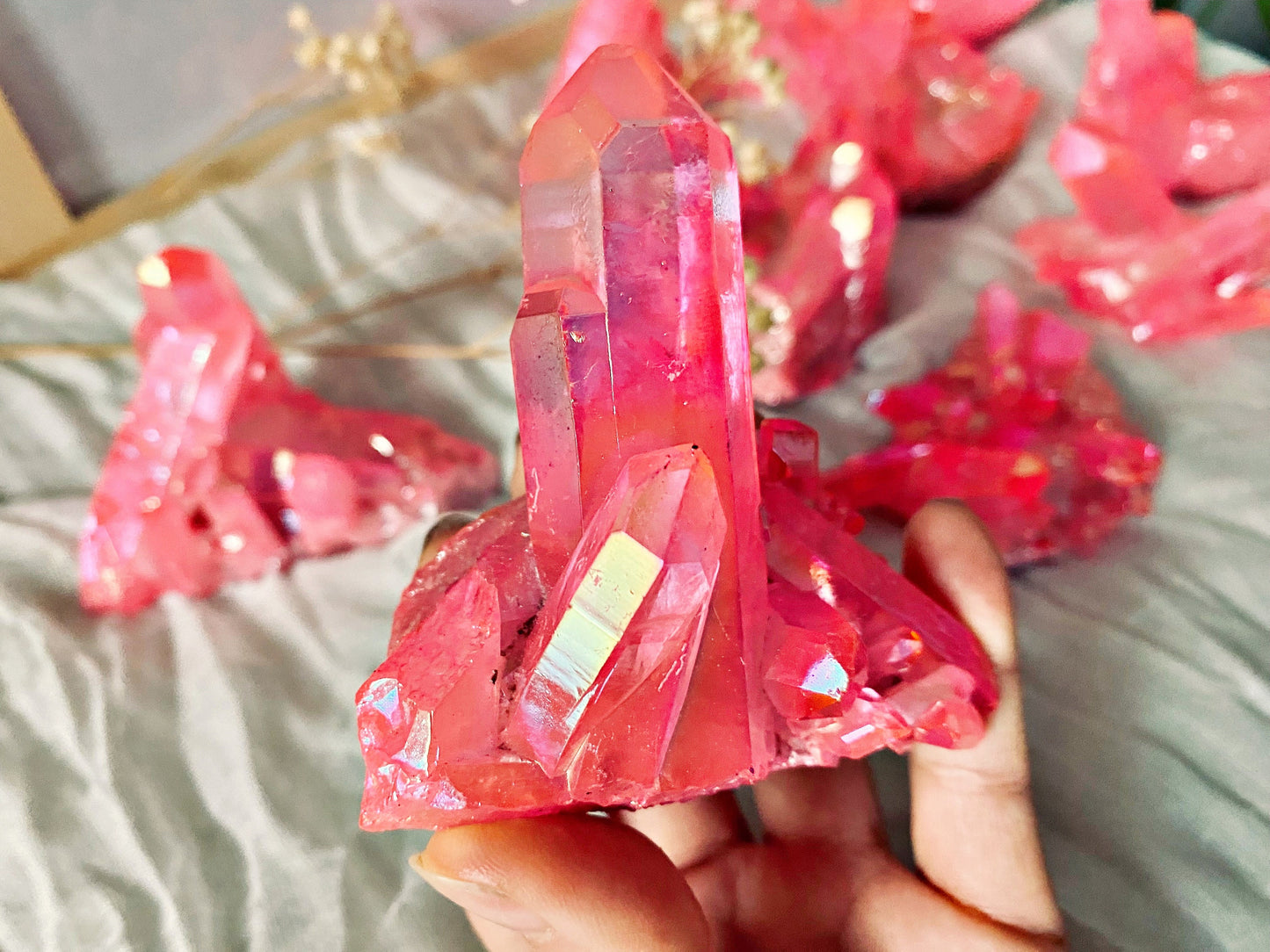 Roches de Cristal de Roche Naturelles renforcement Aura Rose
