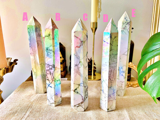 Massive Pointe d’Howlite Aura – 23 à 25 cm