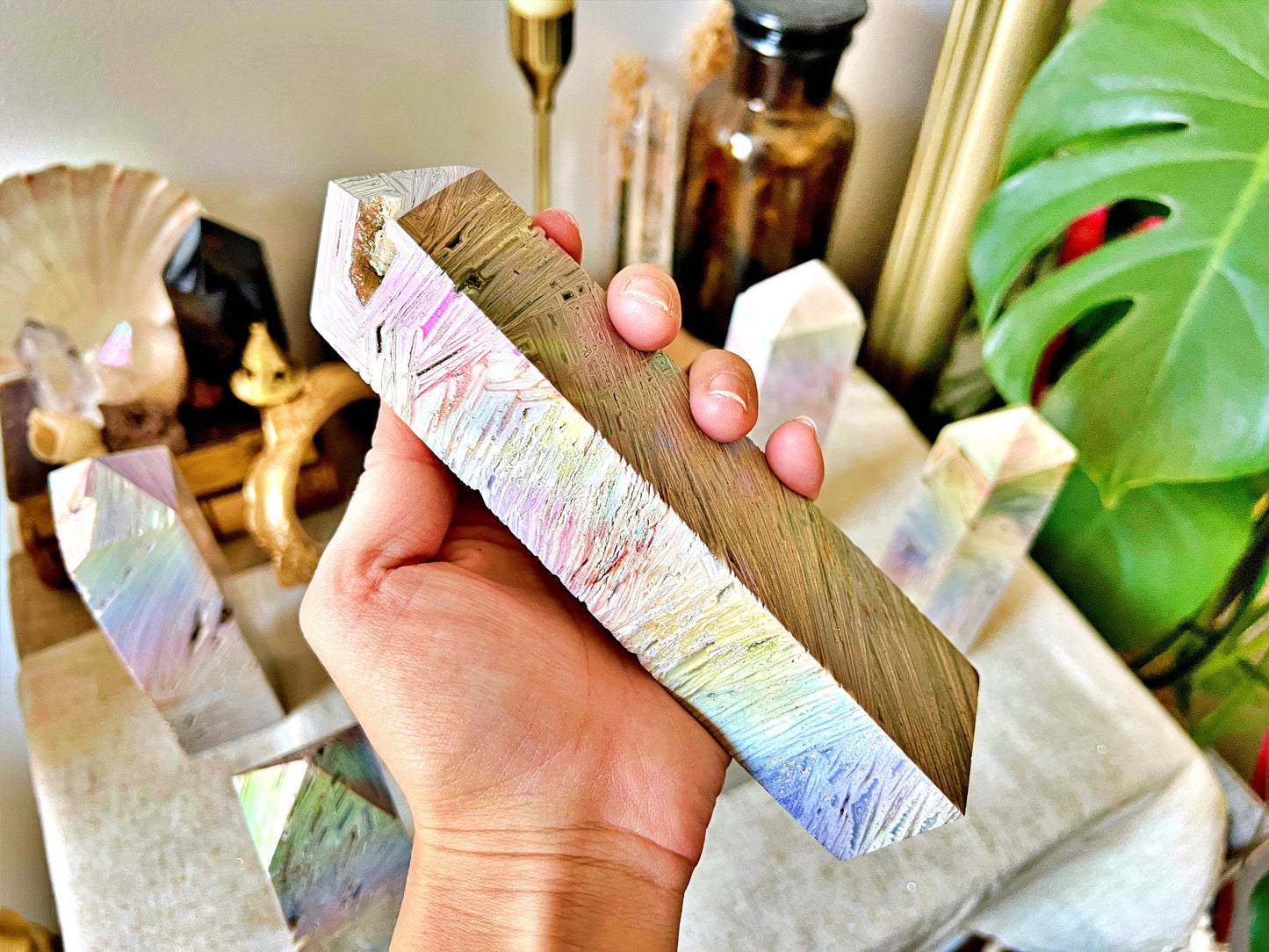 Grandes Pointes d'Agate Dentelle Aura
