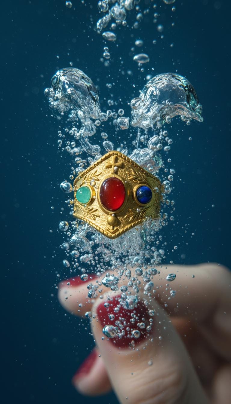 Bague Byzantine "Théodora" - Acier inoxydable plaqué or 18K – Lapis-lazuli, Cornaline, Aventurine