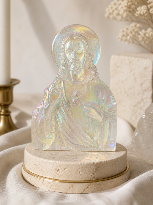 Christ au Sacré-Cœur en Cristal - Obsidienne