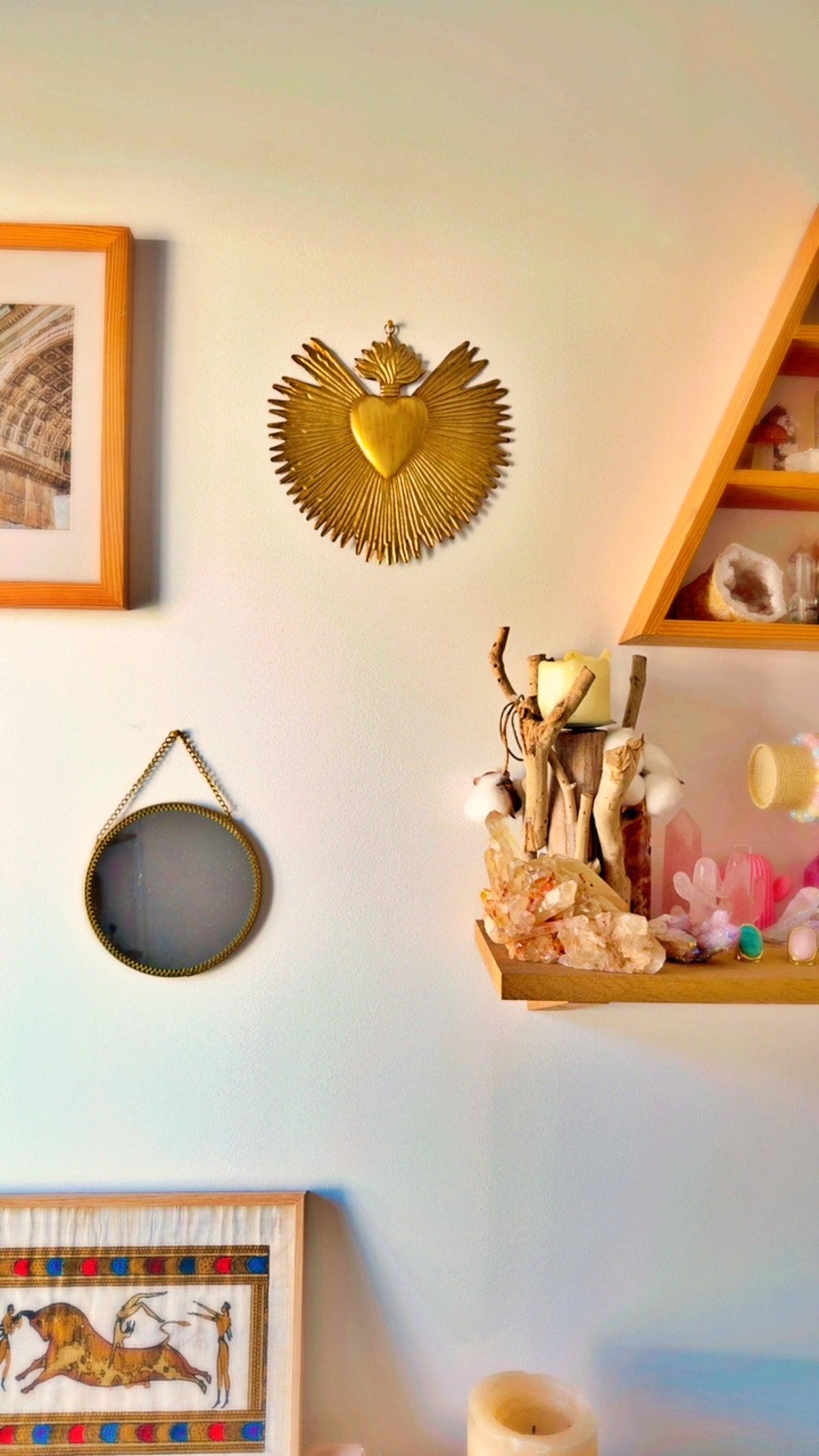 Ex Voto Cœur Sacré de Jésus Rayonnant en Laiton Doré