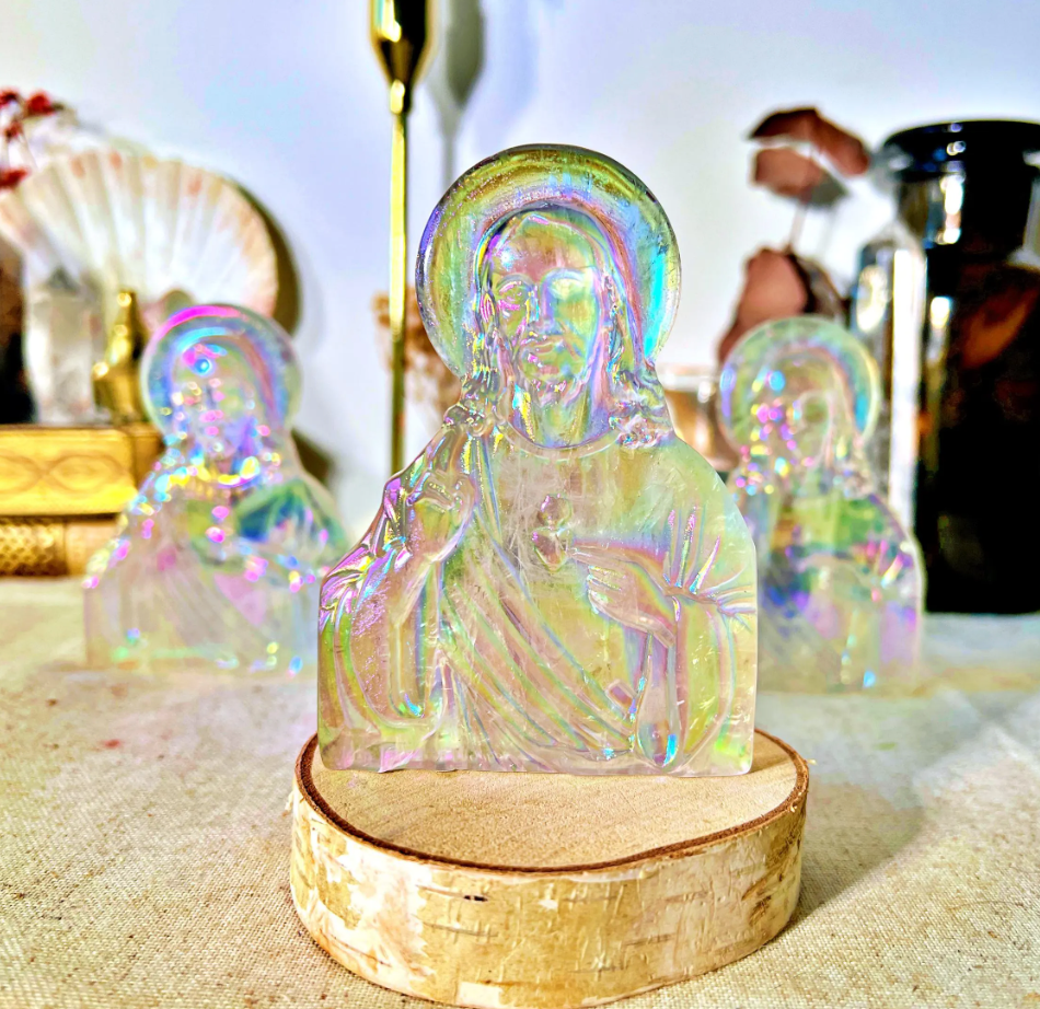 Christ au Sacré-Cœur en Cristal - Obsidienne