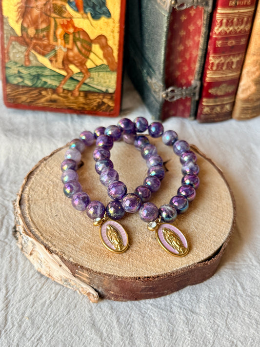 Bracelet Notre-Dame de Guadalupe — améthyste chevron