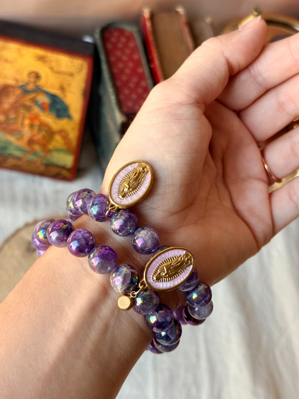 Bracelet Notre-Dame de Guadalupe — améthyste chevron