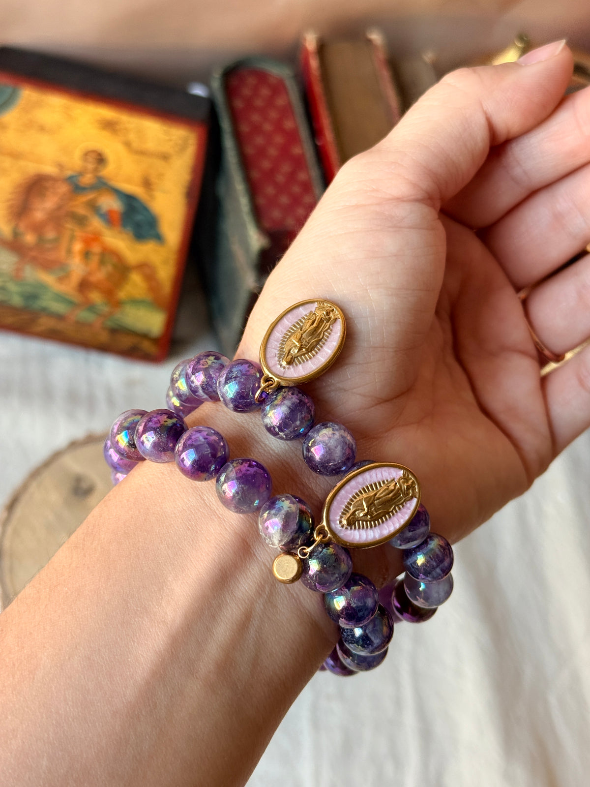 Bracelet Notre-Dame de Guadalupe — améthyste chevron