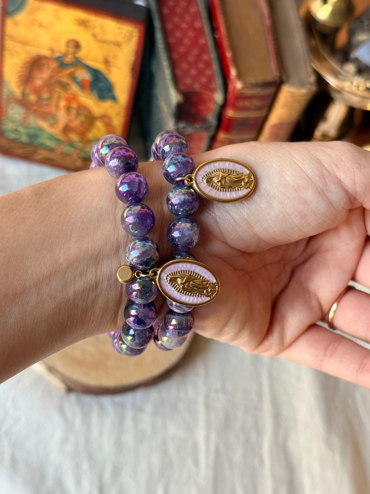 Bracelet Notre-Dame de Guadalupe — améthyste chevron