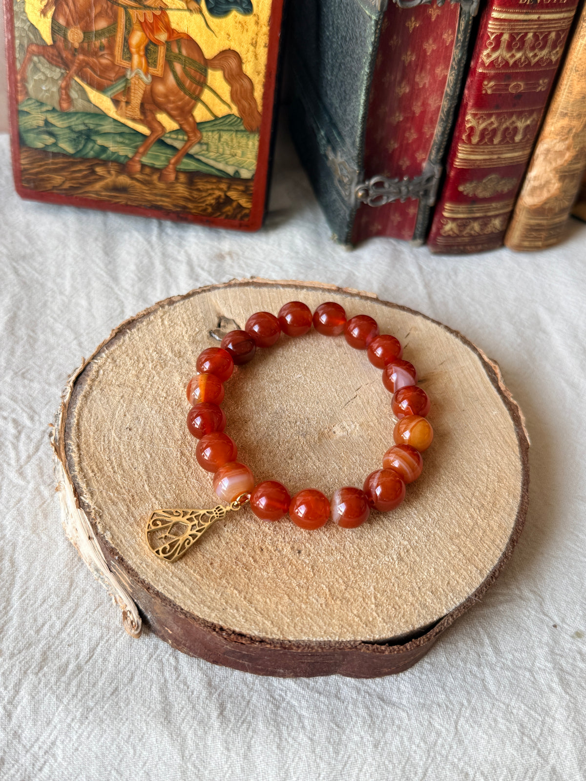 Bracelet Notre-Dame de Fatima en Cornaline naturelle