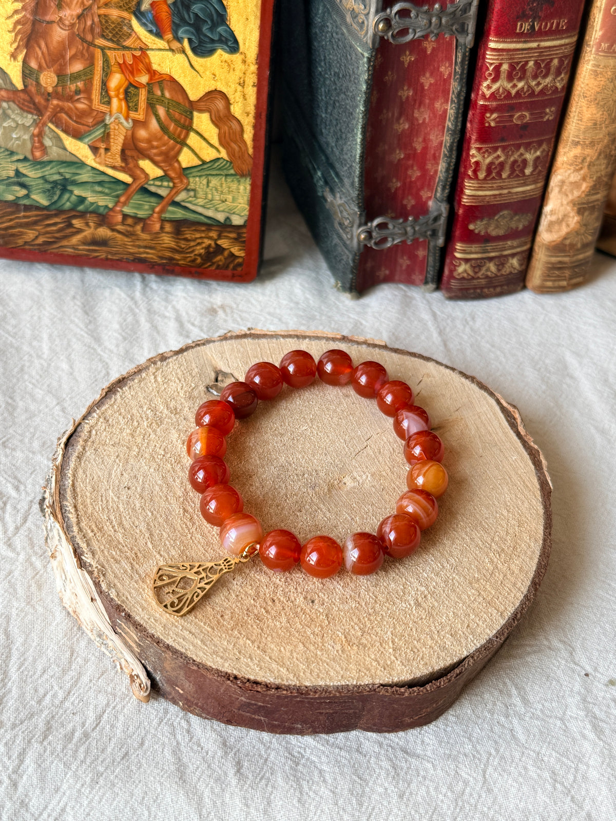 Bracelet Notre-Dame de Fatima en Cornaline naturelle