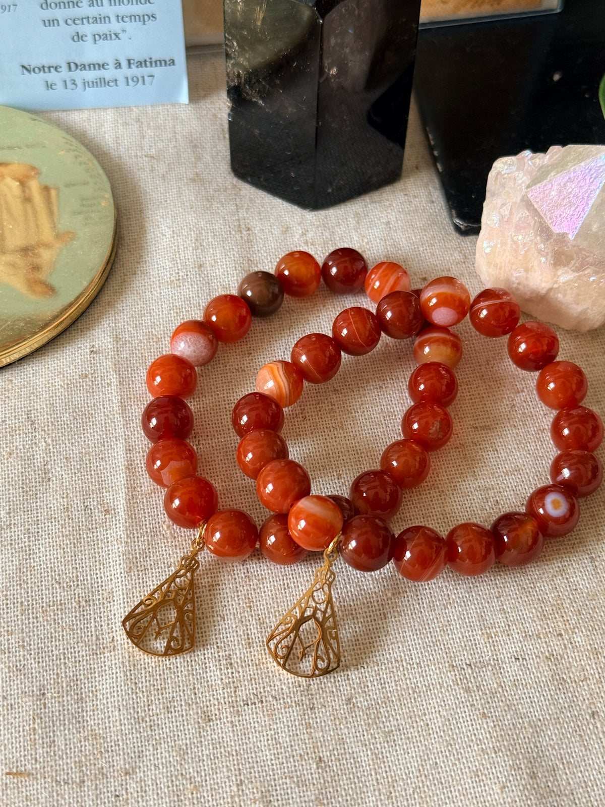 Bracelet Notre-Dame de Fatima en Cornaline naturelle