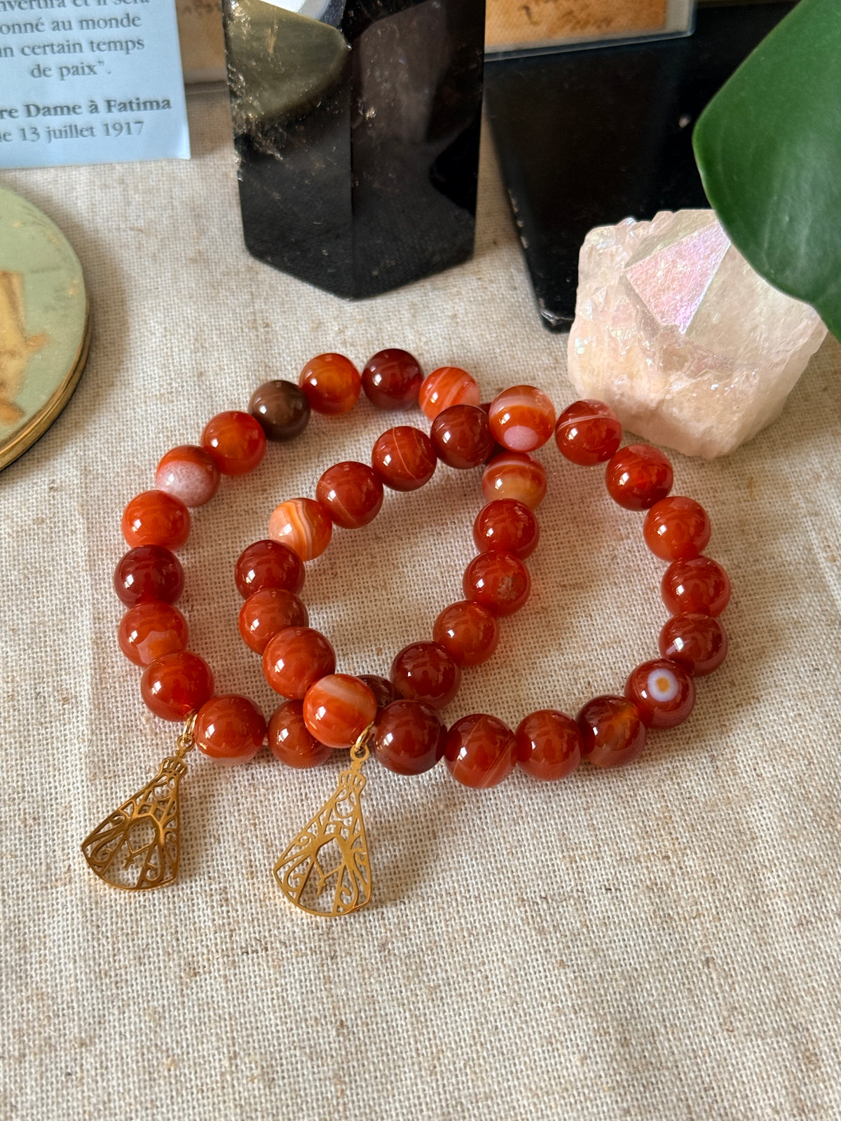 Bracelet Notre-Dame de Fatima en Cornaline naturelle