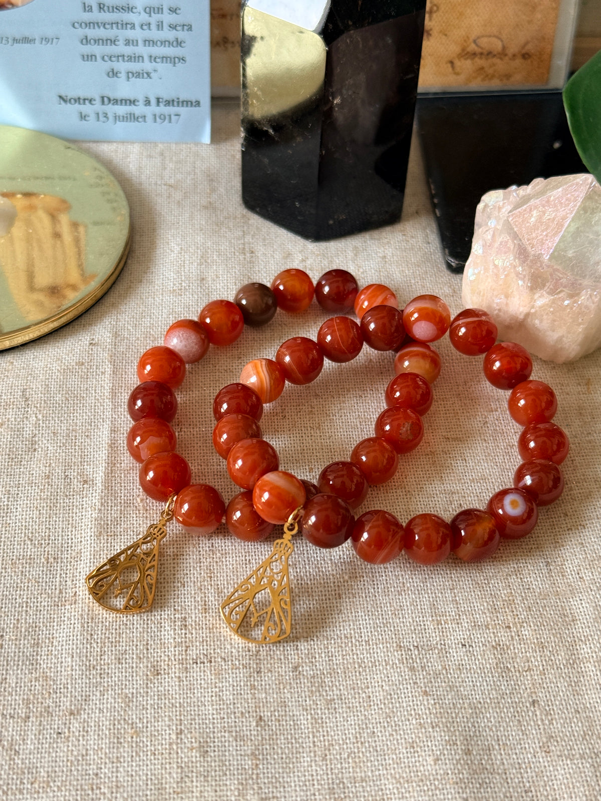 Bracelet Notre-Dame de Fatima en Cornaline naturelle