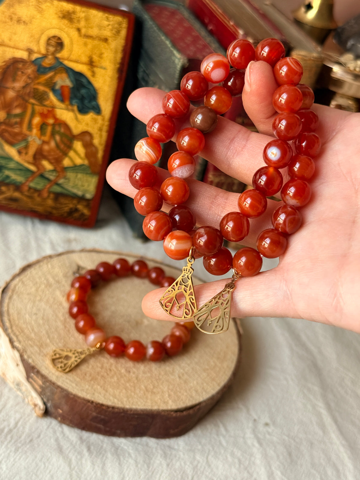 Bracelet Notre-Dame de Fatima en Cornaline naturelle