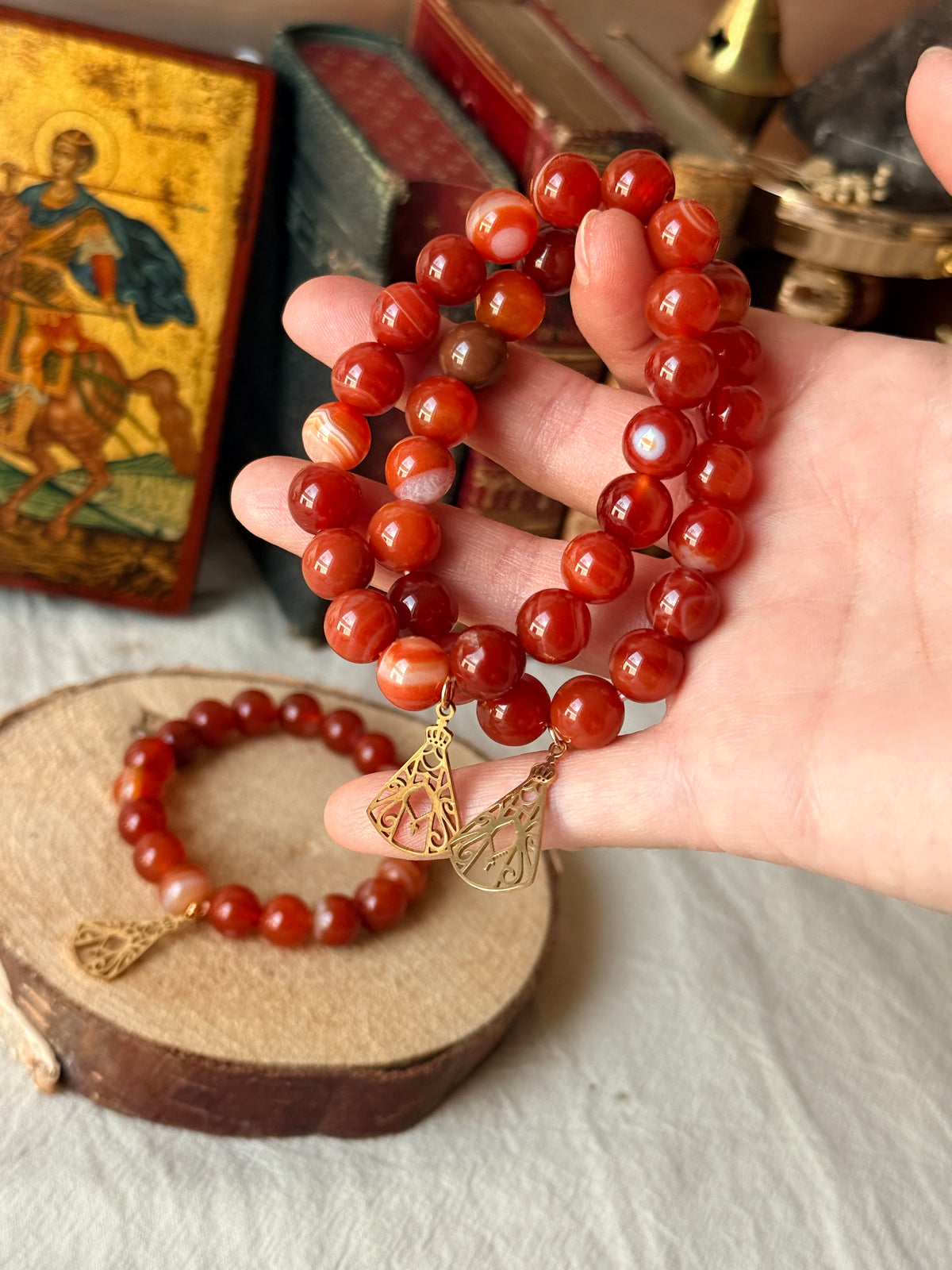 Bracelet Notre-Dame de Fatima en Cornaline naturelle