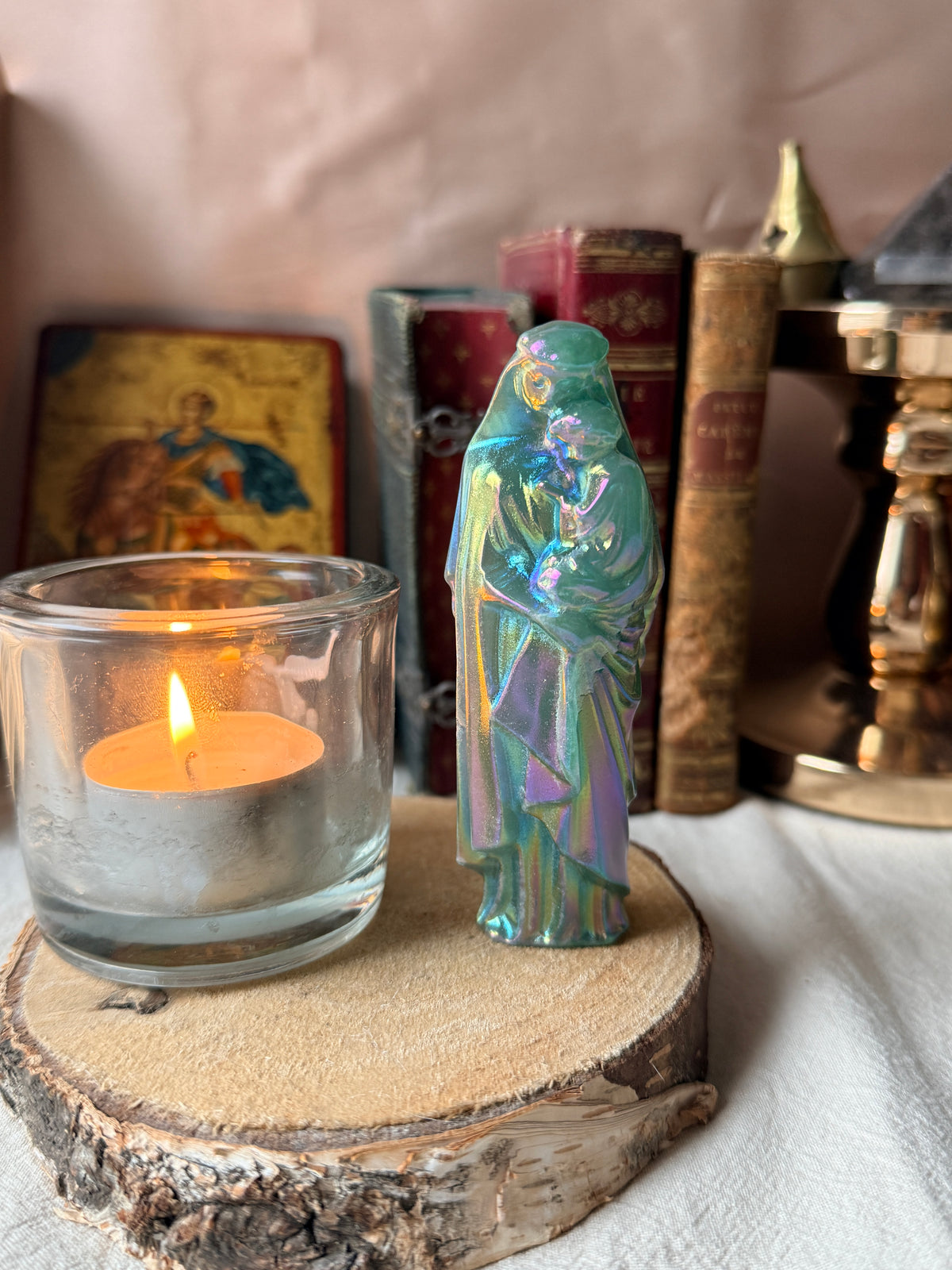 Vierge à l’Enfant – Aventurine naturelle