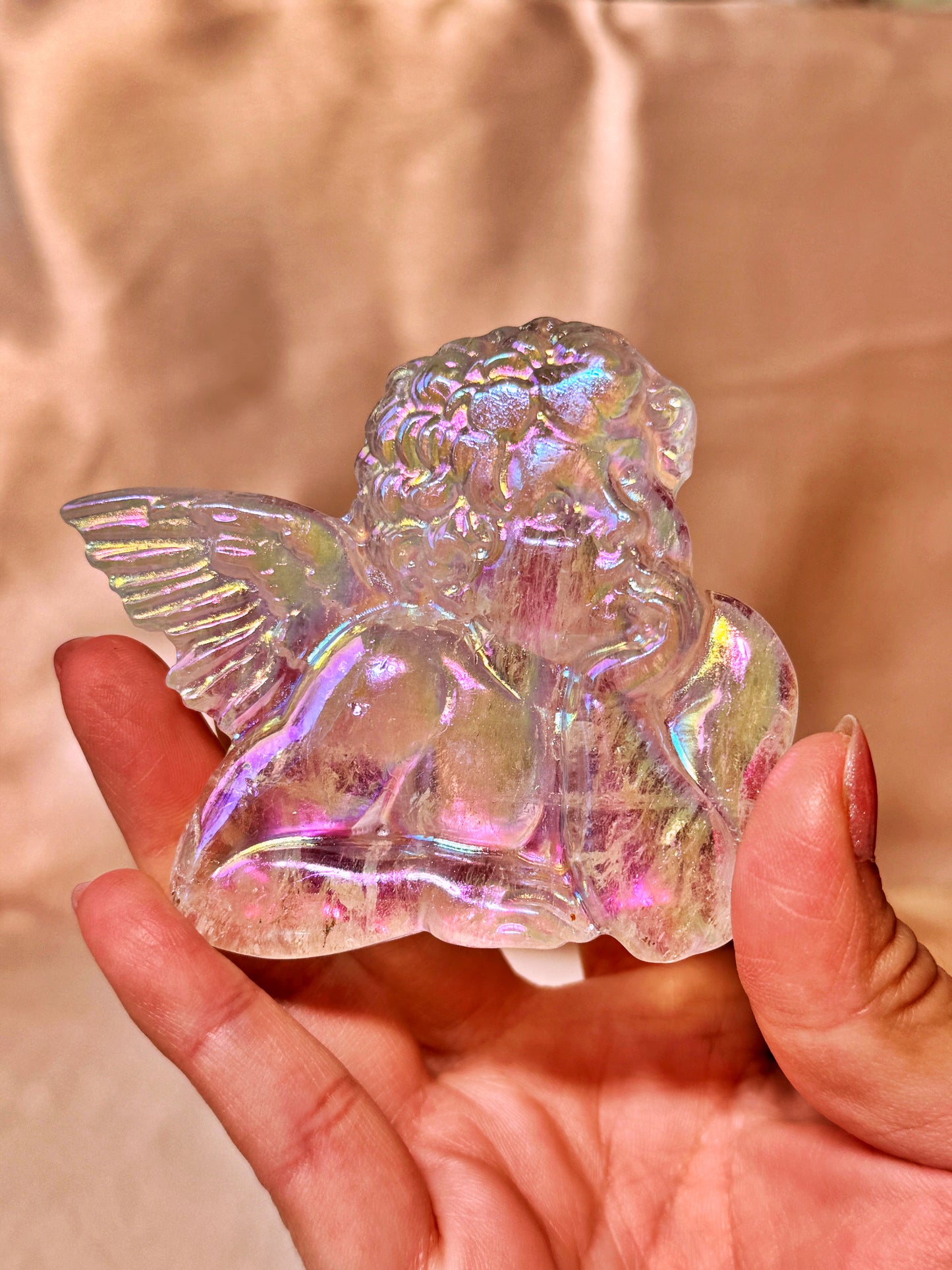 Cherubin de Raphael en Cristal de Roche Aura