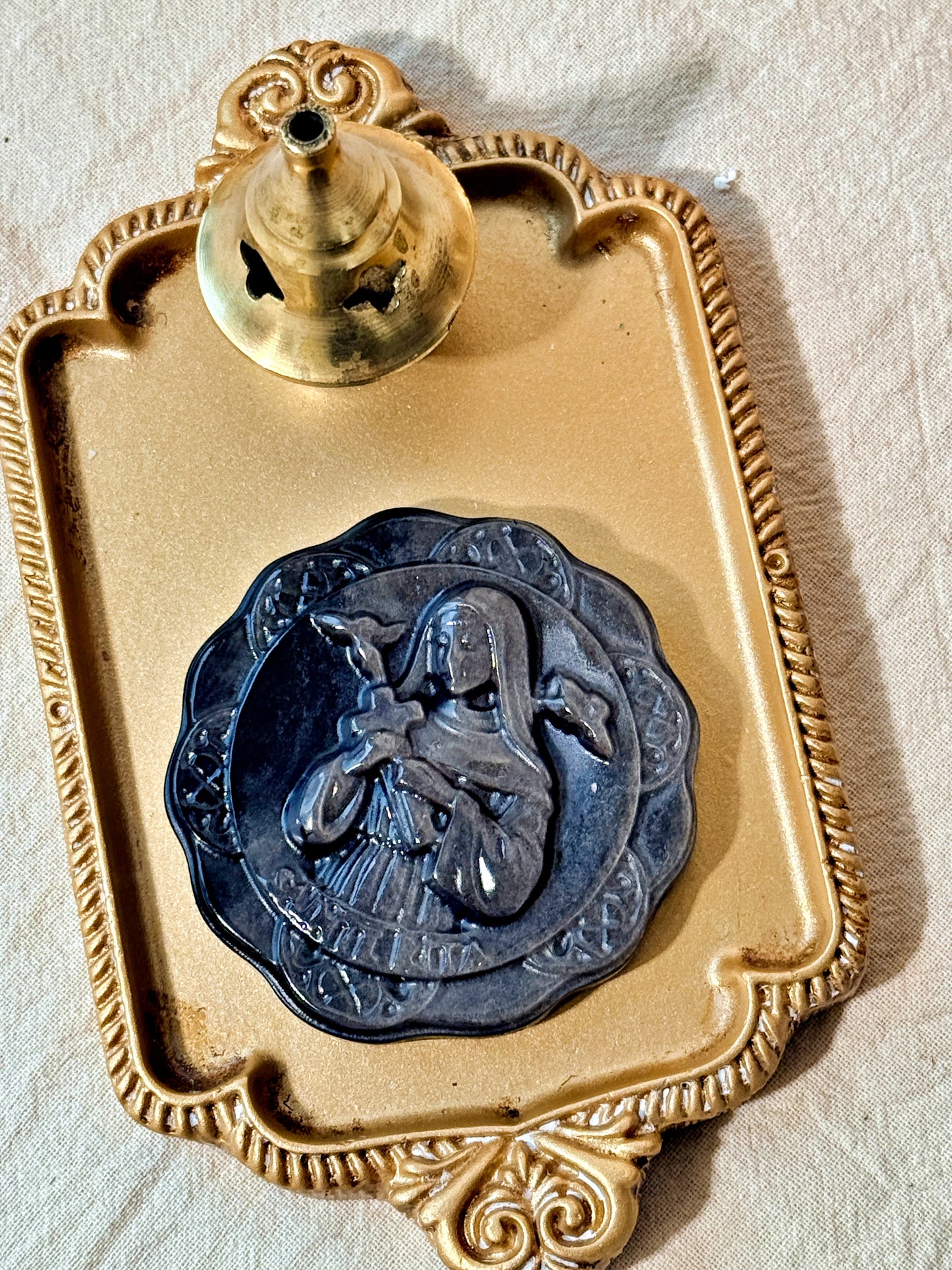 Sainte Rita en Obsidienne Argentée