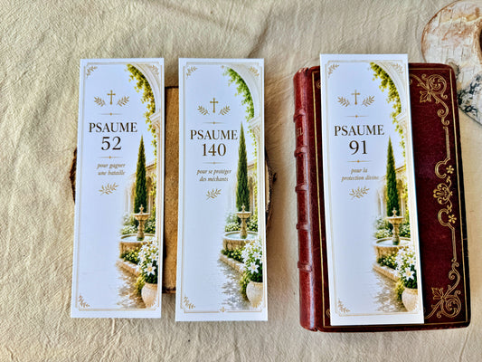 Trilogie des Psaumes de Protection — Lot de 3 marque-pages chrétiens