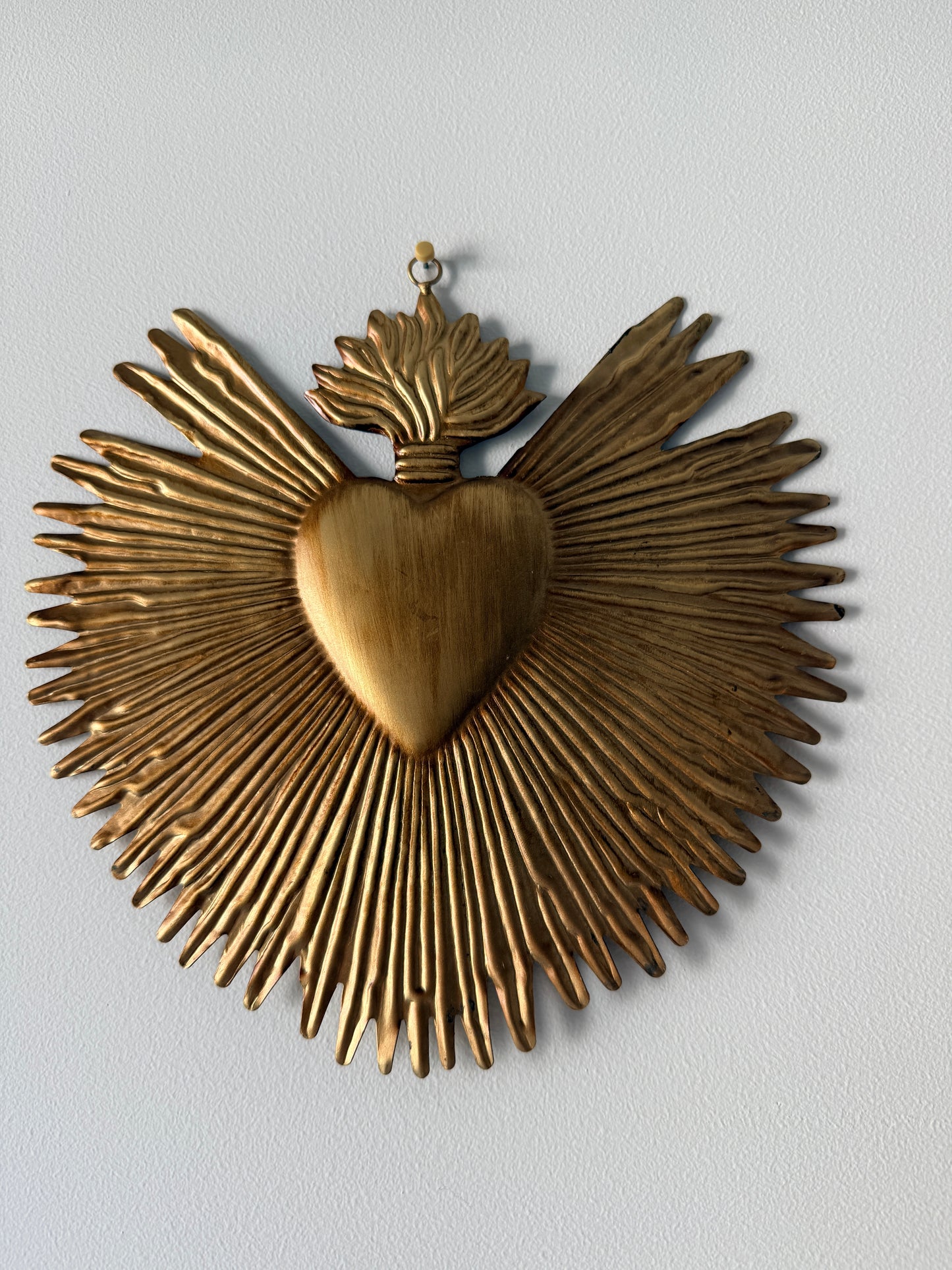 Ex Voto Cœur Sacré de Jésus Rayonnant en Laiton Doré