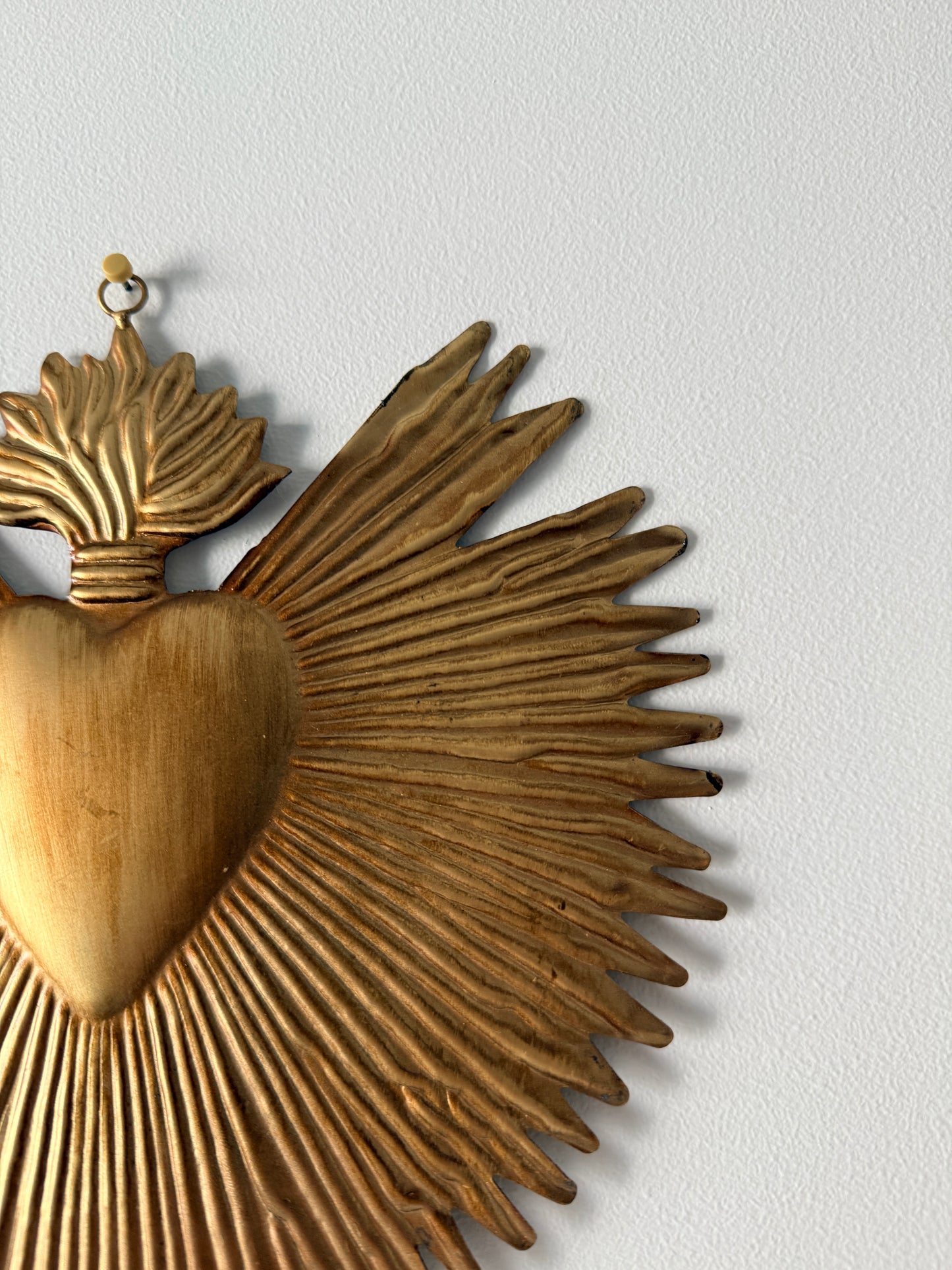 Ex Voto Cœur Sacré de Jésus Rayonnant en Laiton Doré