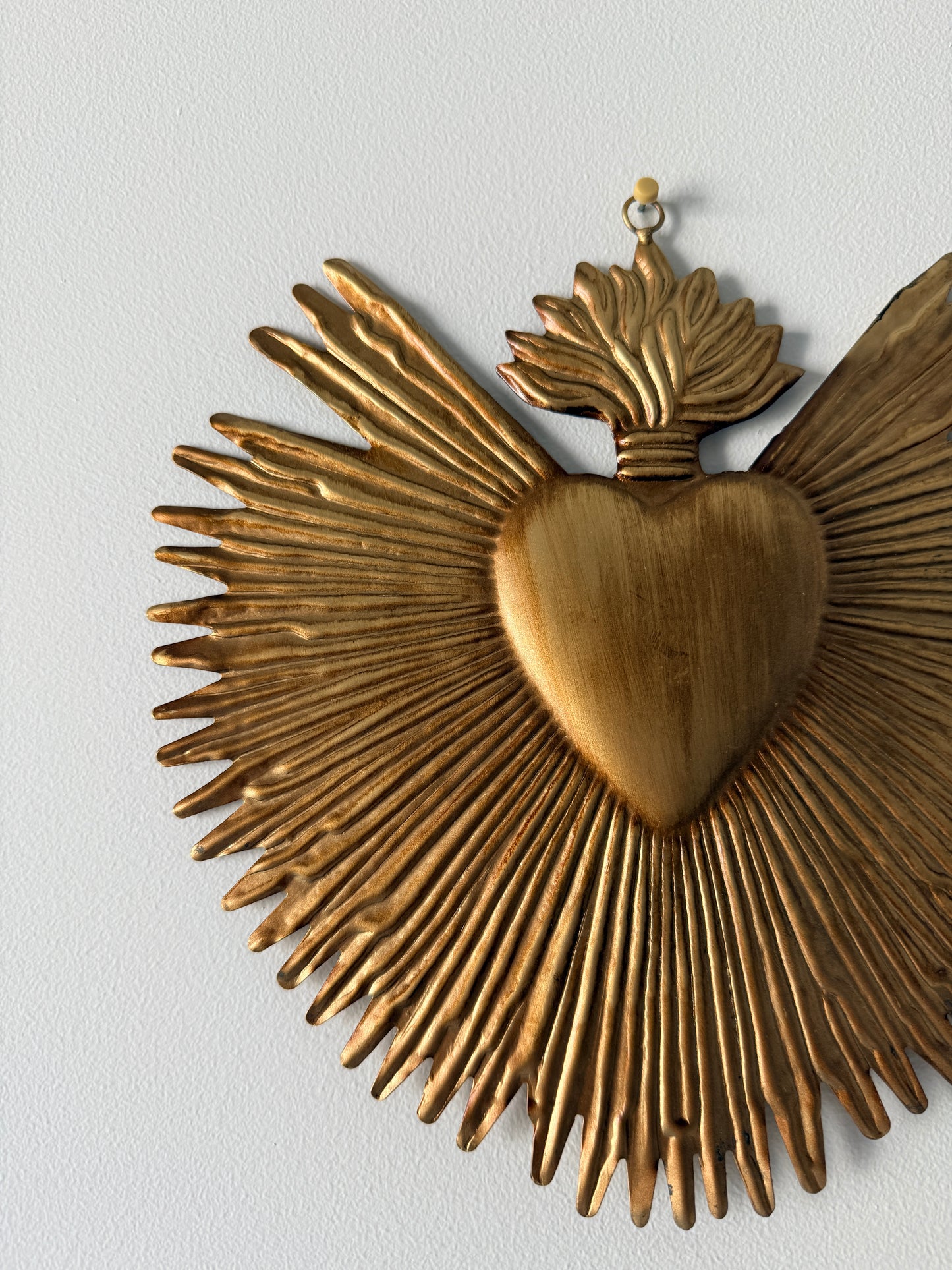 Ex Voto Cœur Sacré de Jésus Rayonnant en Laiton Doré