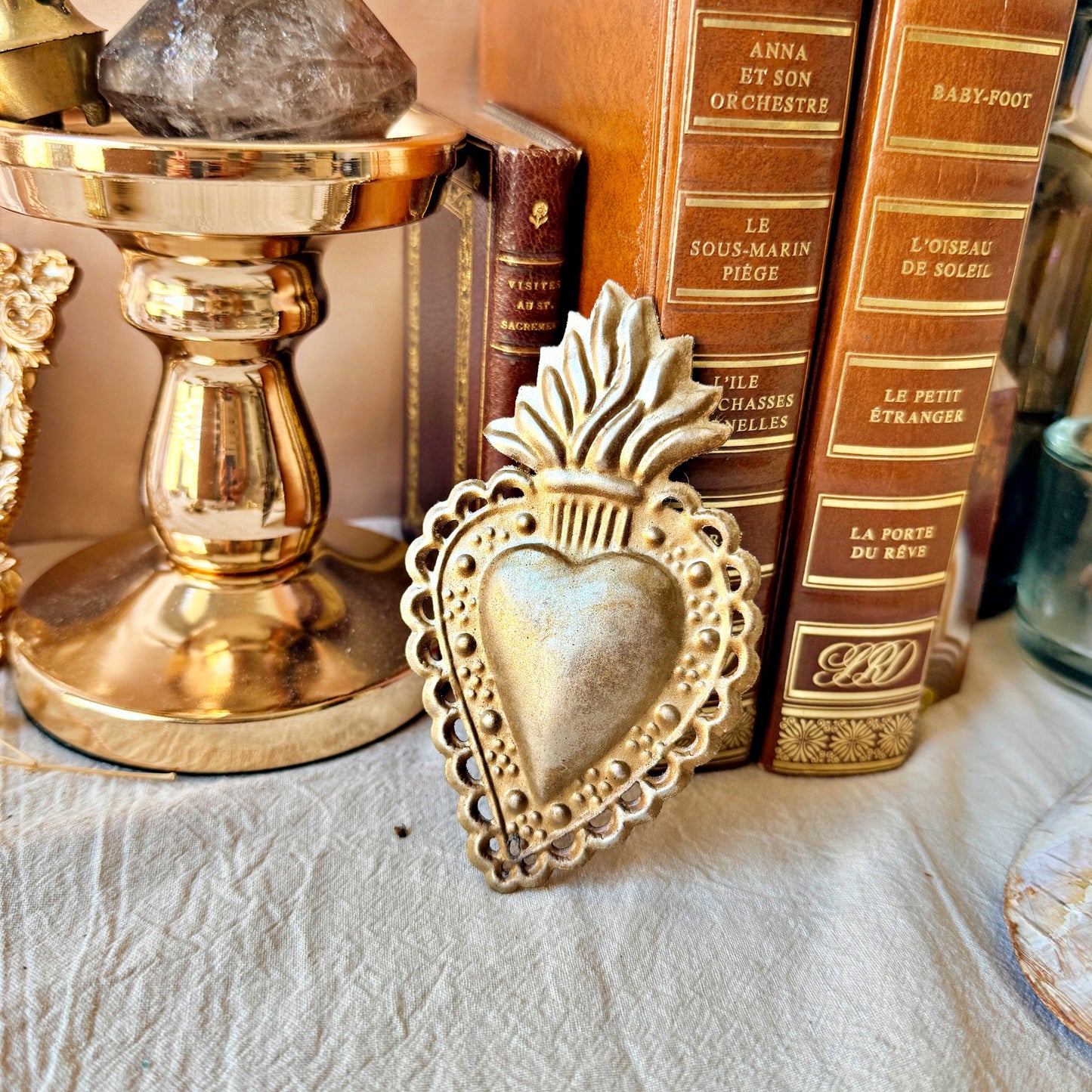 Ex Voto Cœur Sacré en laiton doré