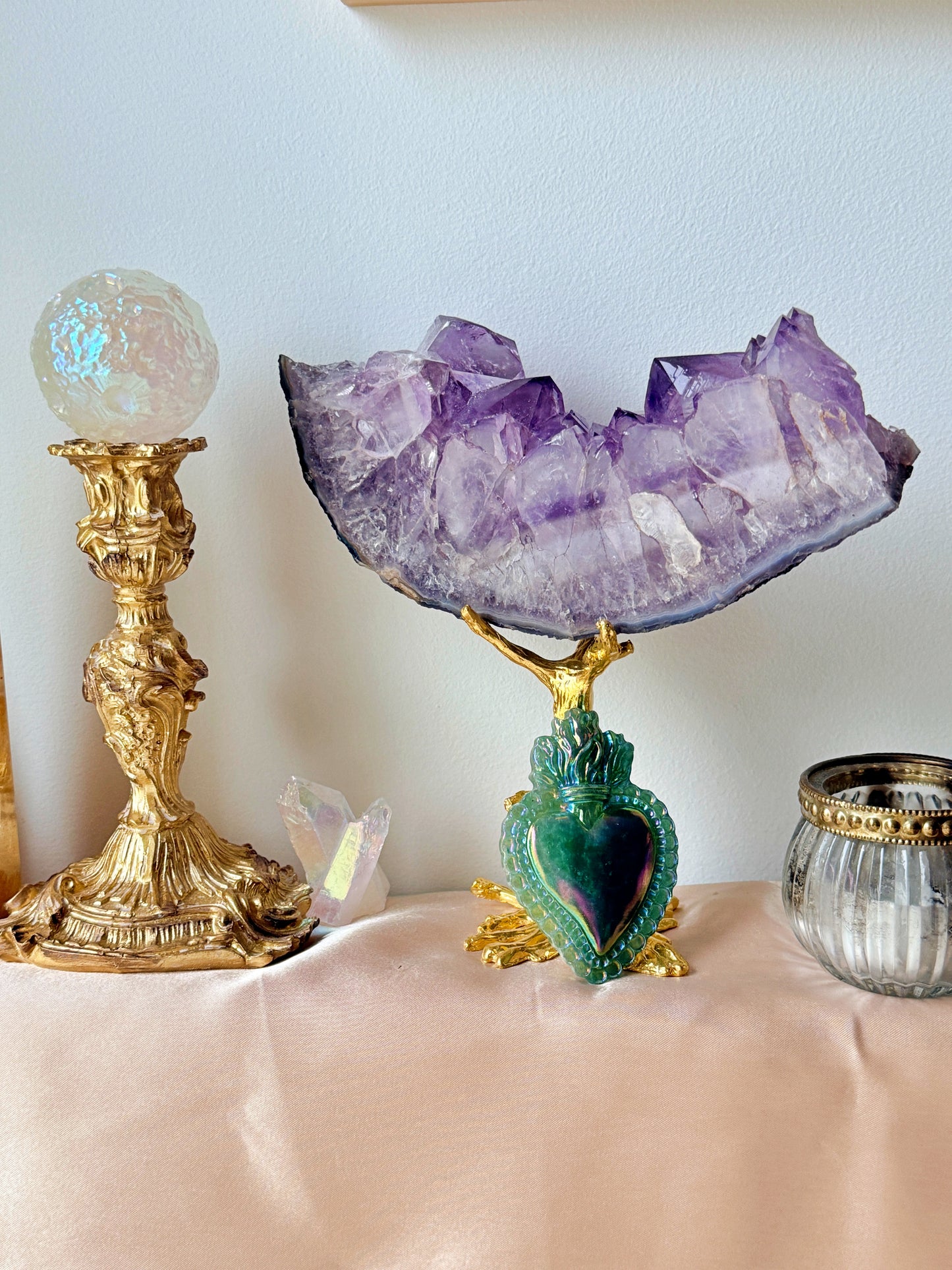 Cœur Sacré en Aventurine irisée au platine