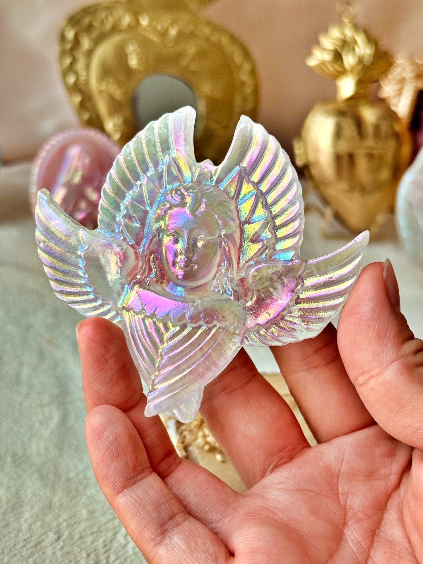 Séraphin de Fourvière en Cristal de roche irisé