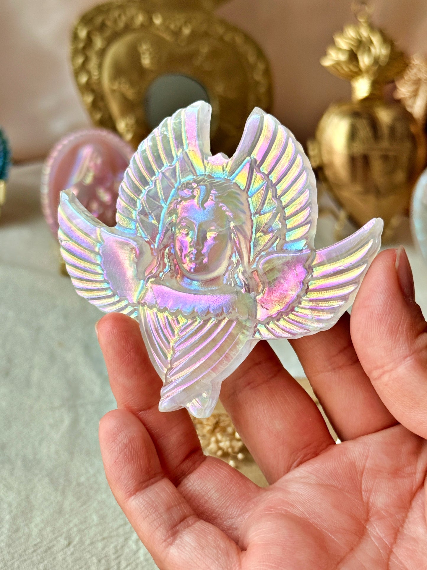 Séraphin de Fourvière en Cristal de roche irisé