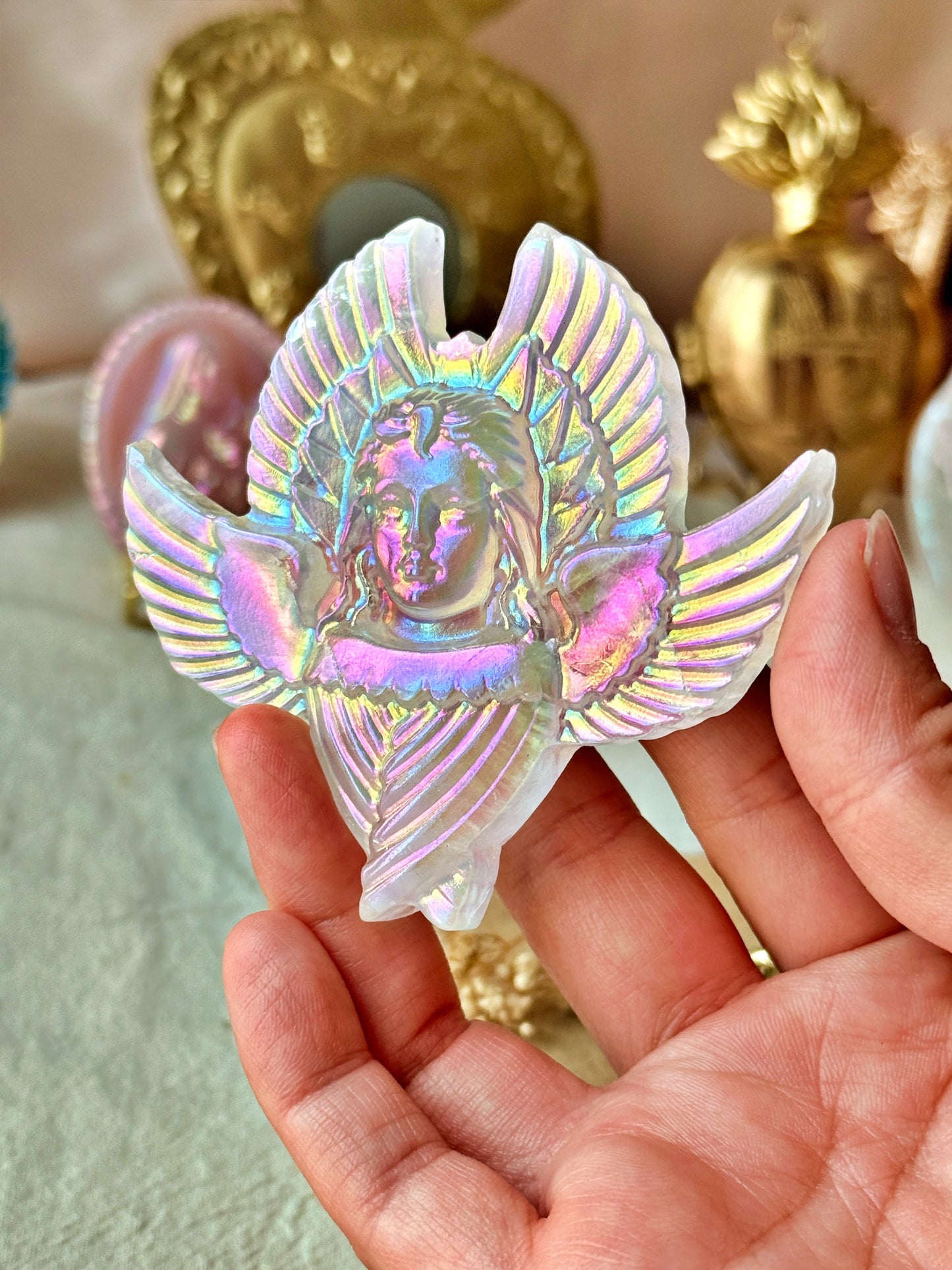 Séraphin de Fourvière en Cristal de roche irisé