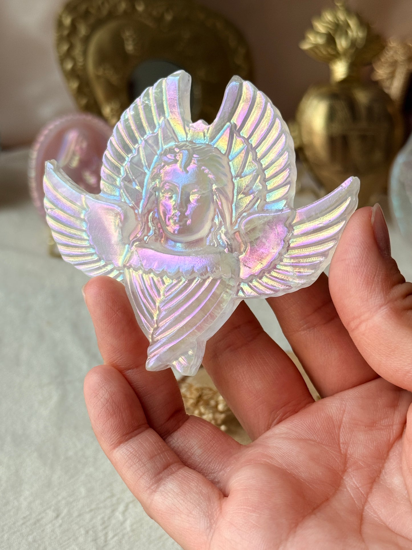 Séraphin de Fourvière en Cristal de roche irisé