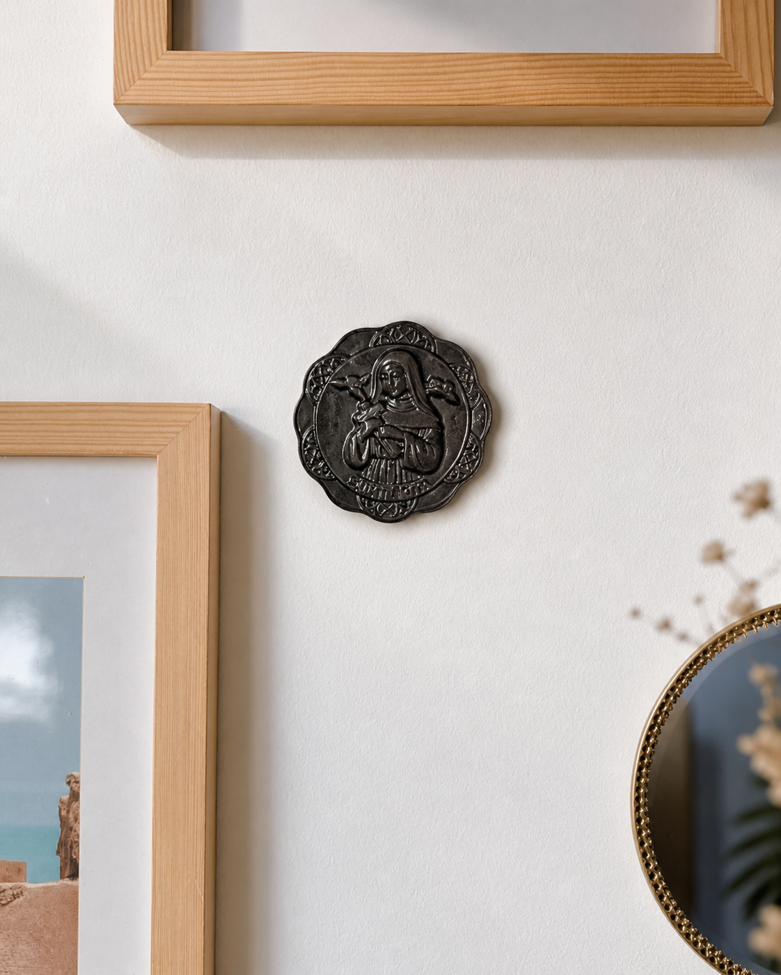 Sainte Rita en Obsidienne Argentée