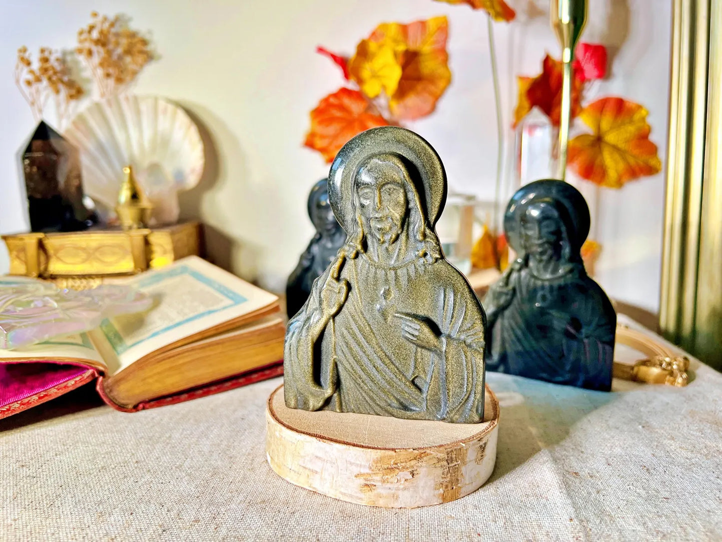 Christ au Sacré-Cœur en Cristal - Obsidienne