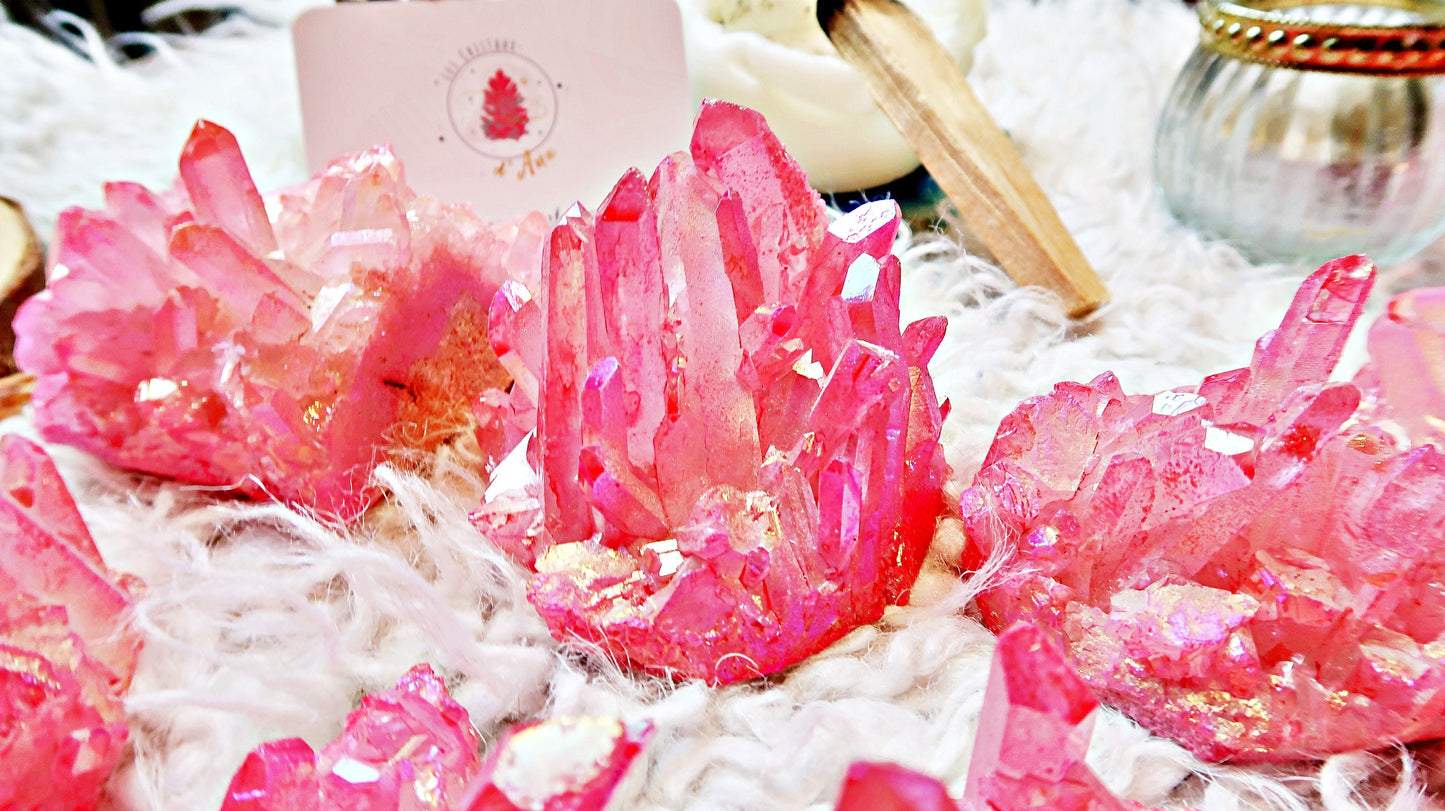 Roches de Cristal de Roche Naturelles renforcement Aura Rose