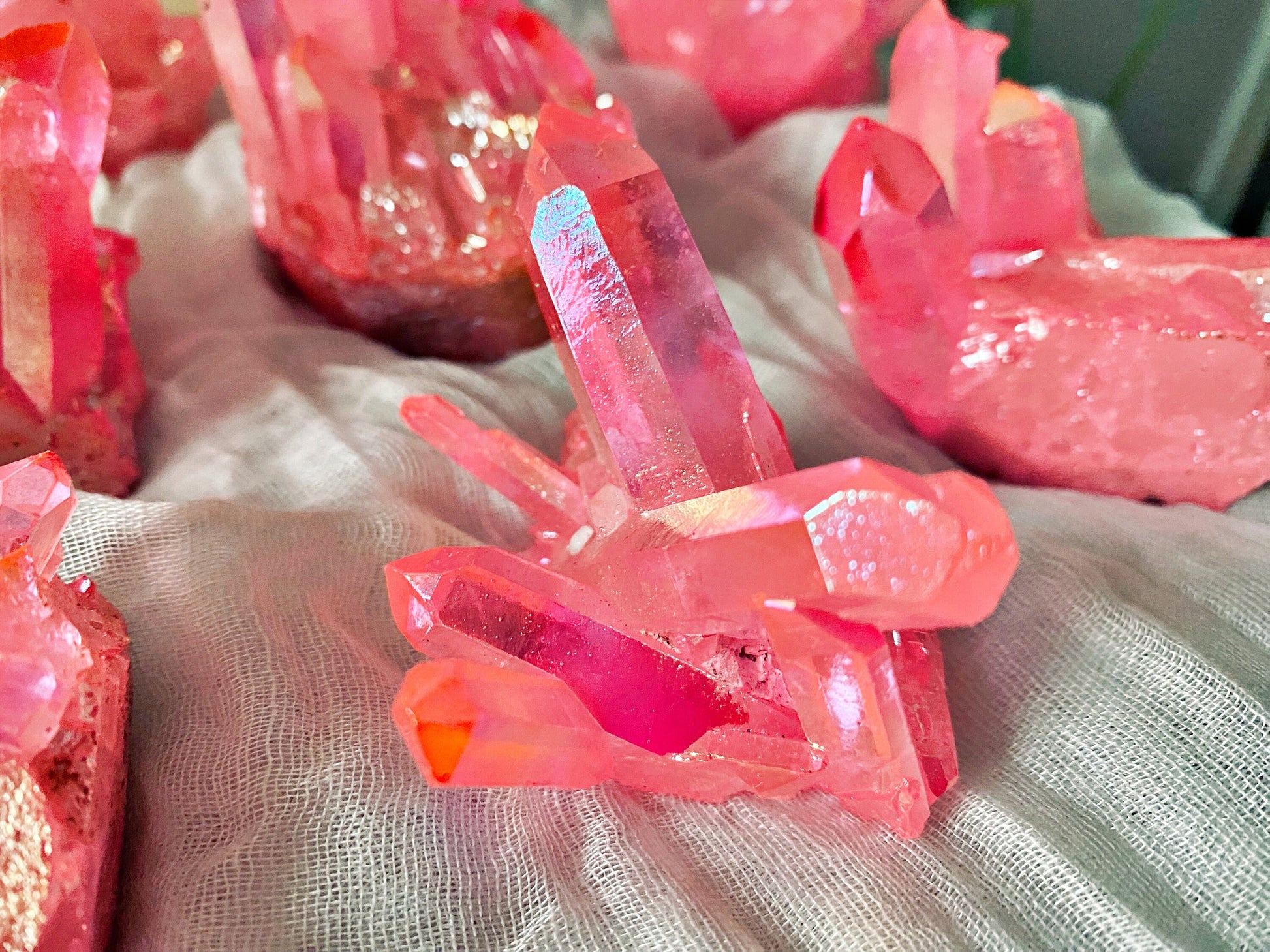 Roches de Cristal de Roche Naturelles renforcement Aura Rose