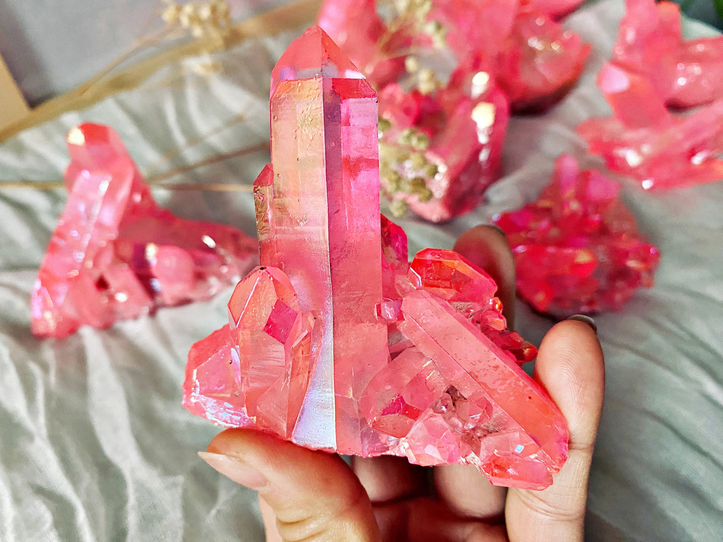Roches de Cristal de Roche Naturelles renforcement Aura Rose