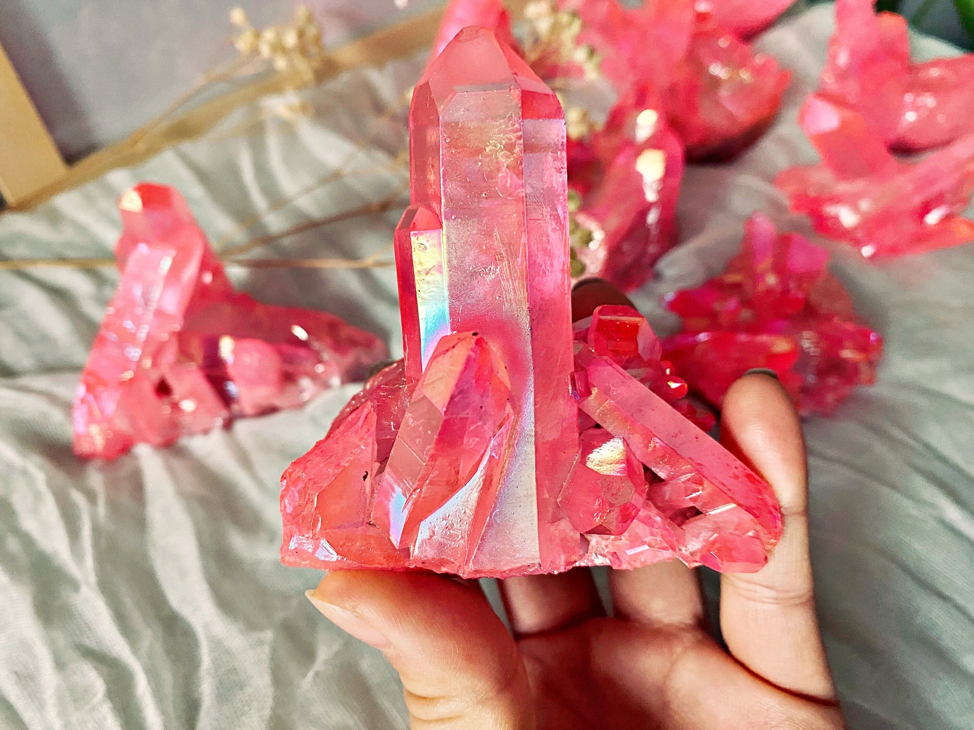 Roches de Cristal de Roche Naturelles renforcement Aura Rose
