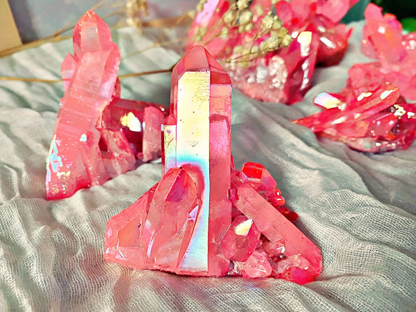 Roches de Cristal de Roche Naturelles renforcement Aura Rose