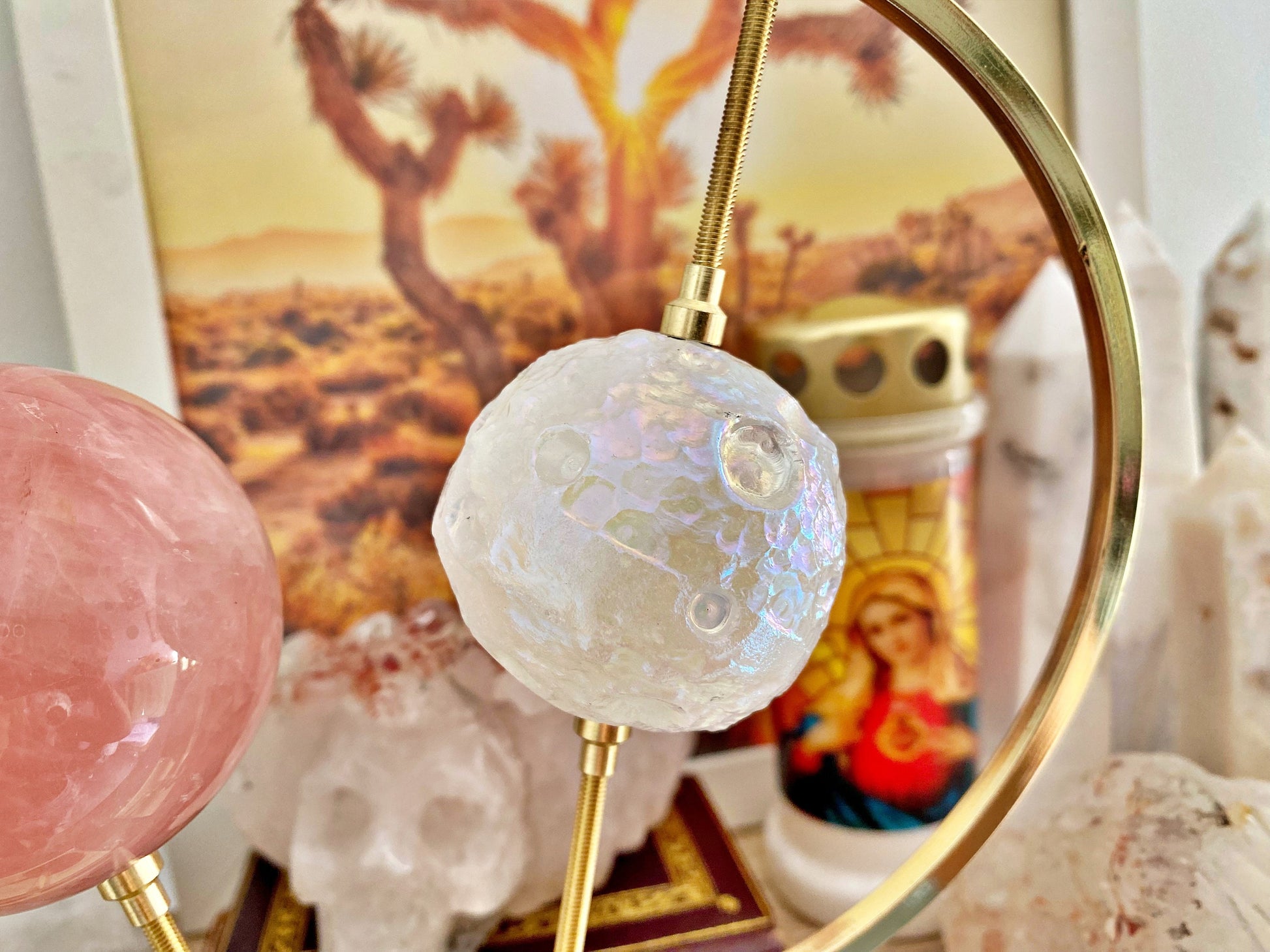 Aura Clear Crystal Sphere: Full Moon Iridescent