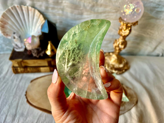Réceptacles "Lune" en Fluorite Verte