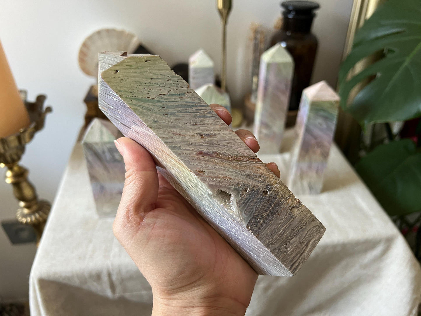 Grandes Pointes d'Agate Dentelle Aura