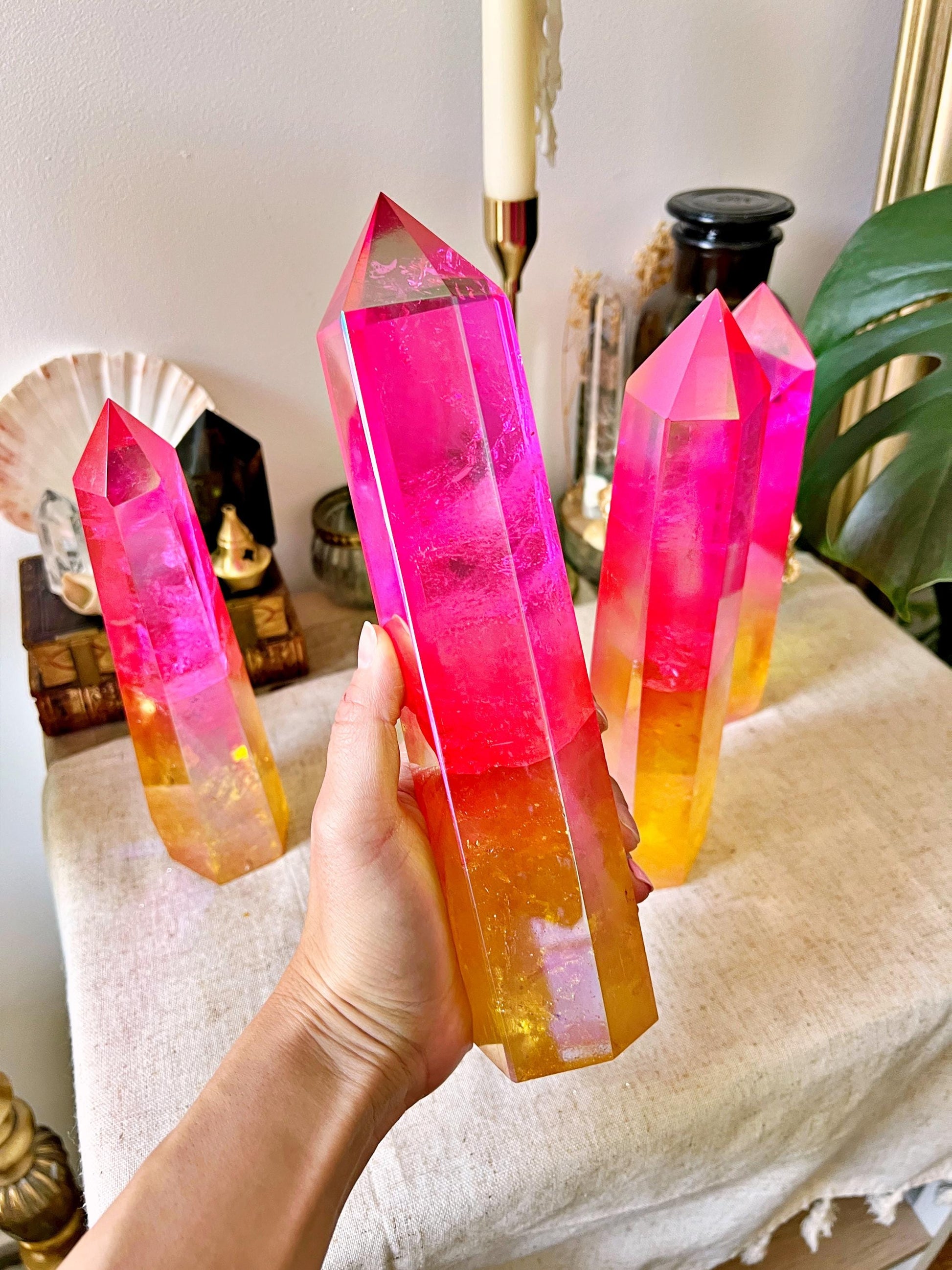 Pointes Massives de Cristal de Roche Double Aura – Brésil