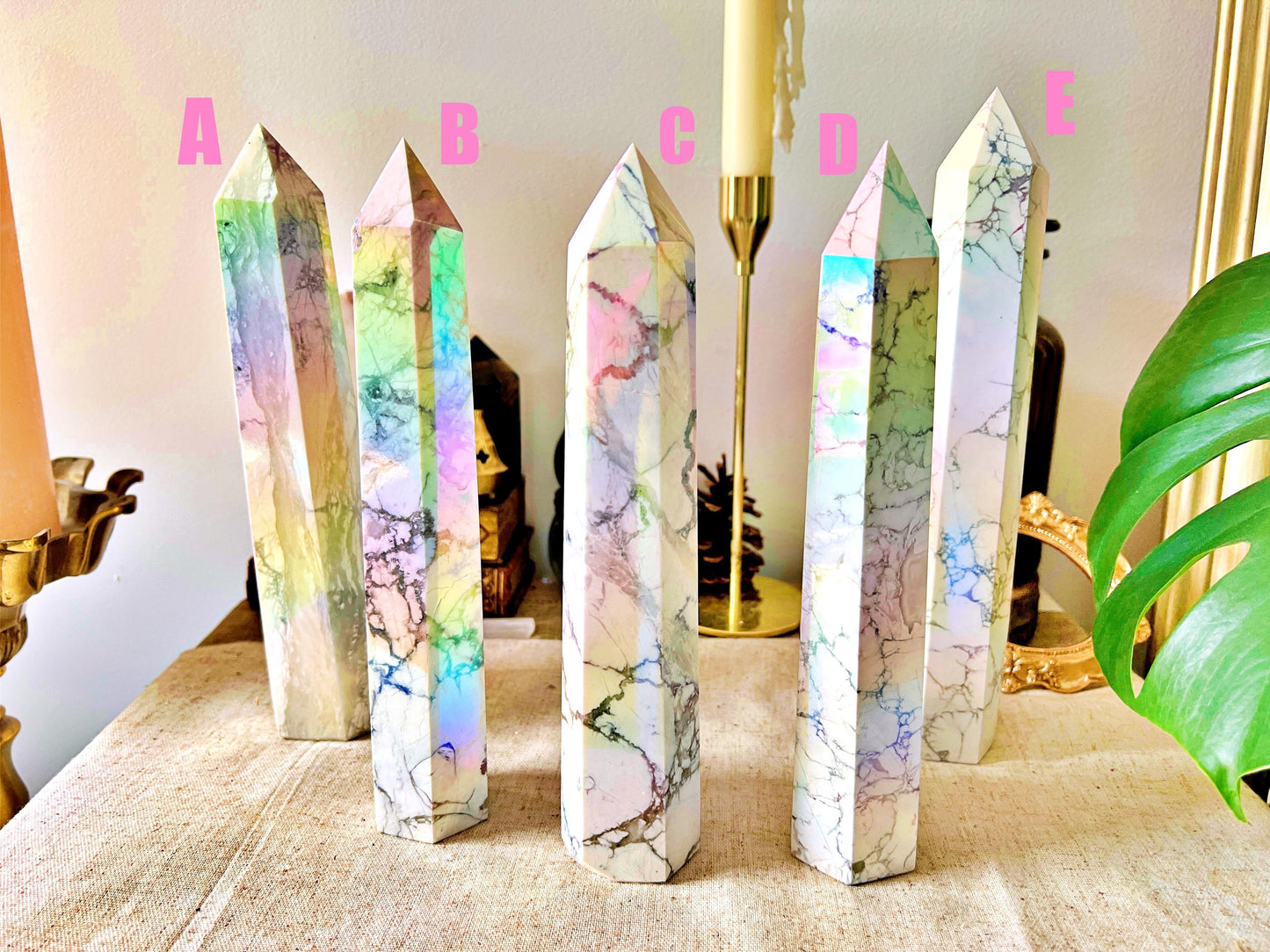 Massive Pointe d’Howlite Aura – 23 à 25 cm