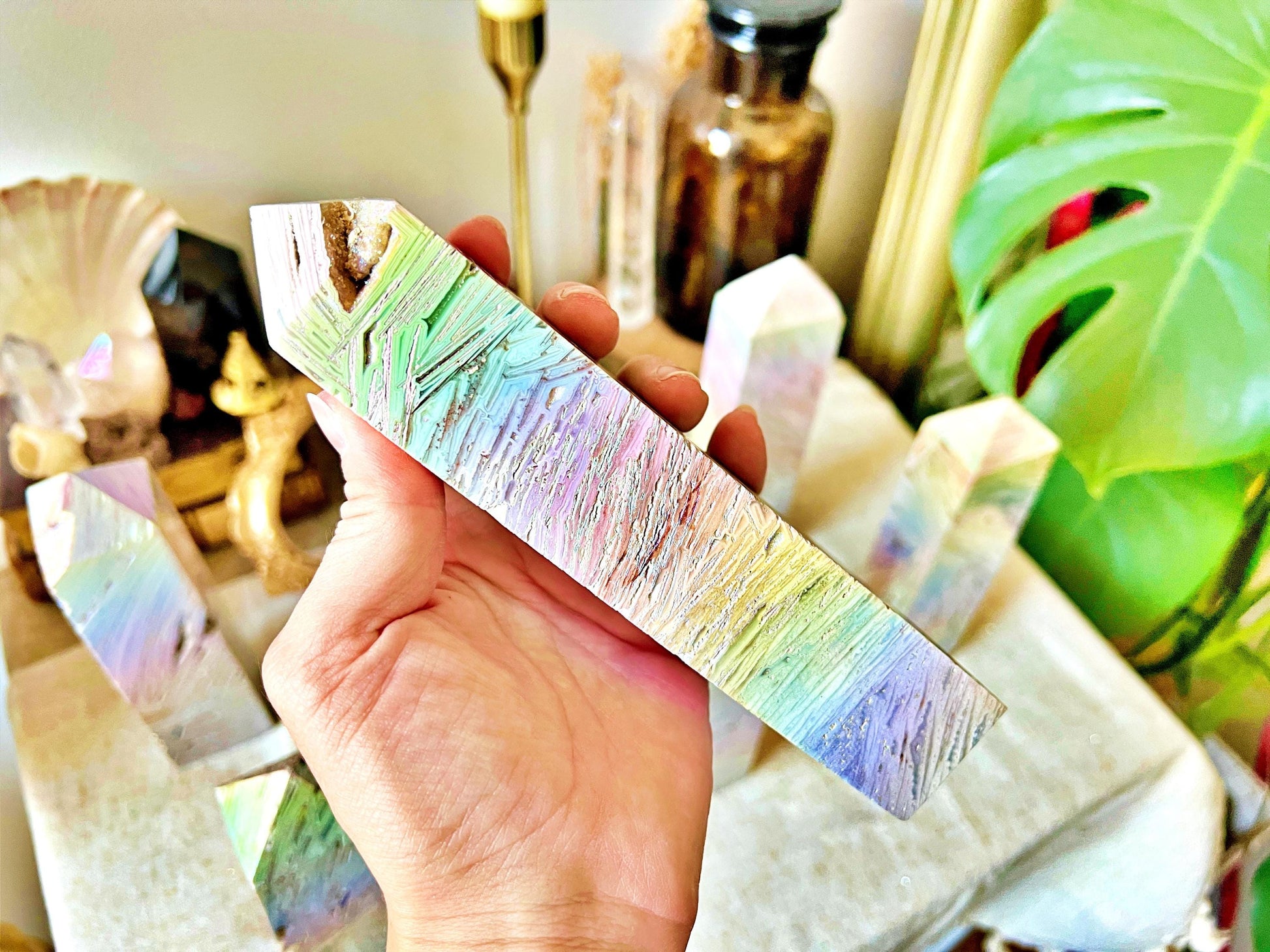 Grandes Pointes d'Agate Dentelle Aura