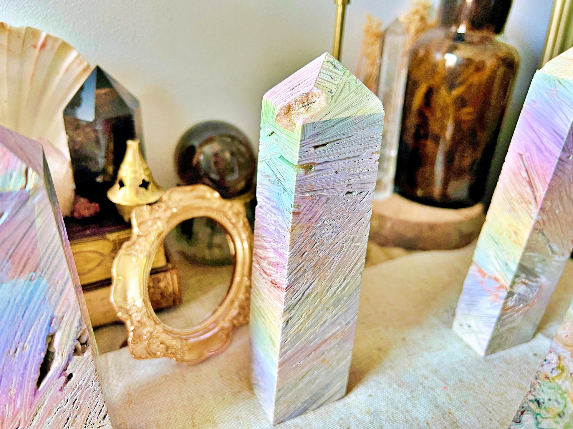 Grandes Pointes d'Agate Dentelle Aura