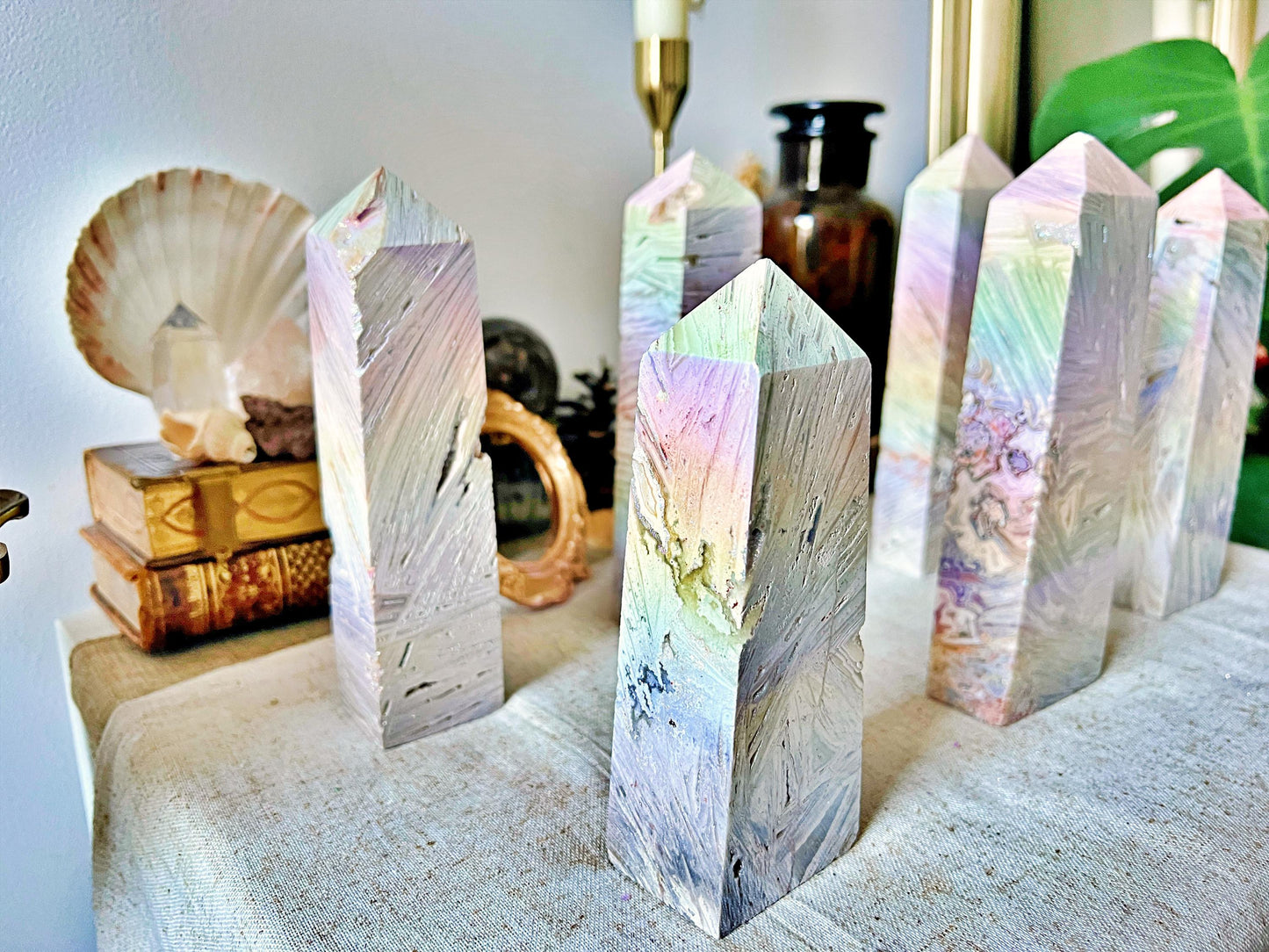 Grandes Pointes d'Agate Dentelle Aura