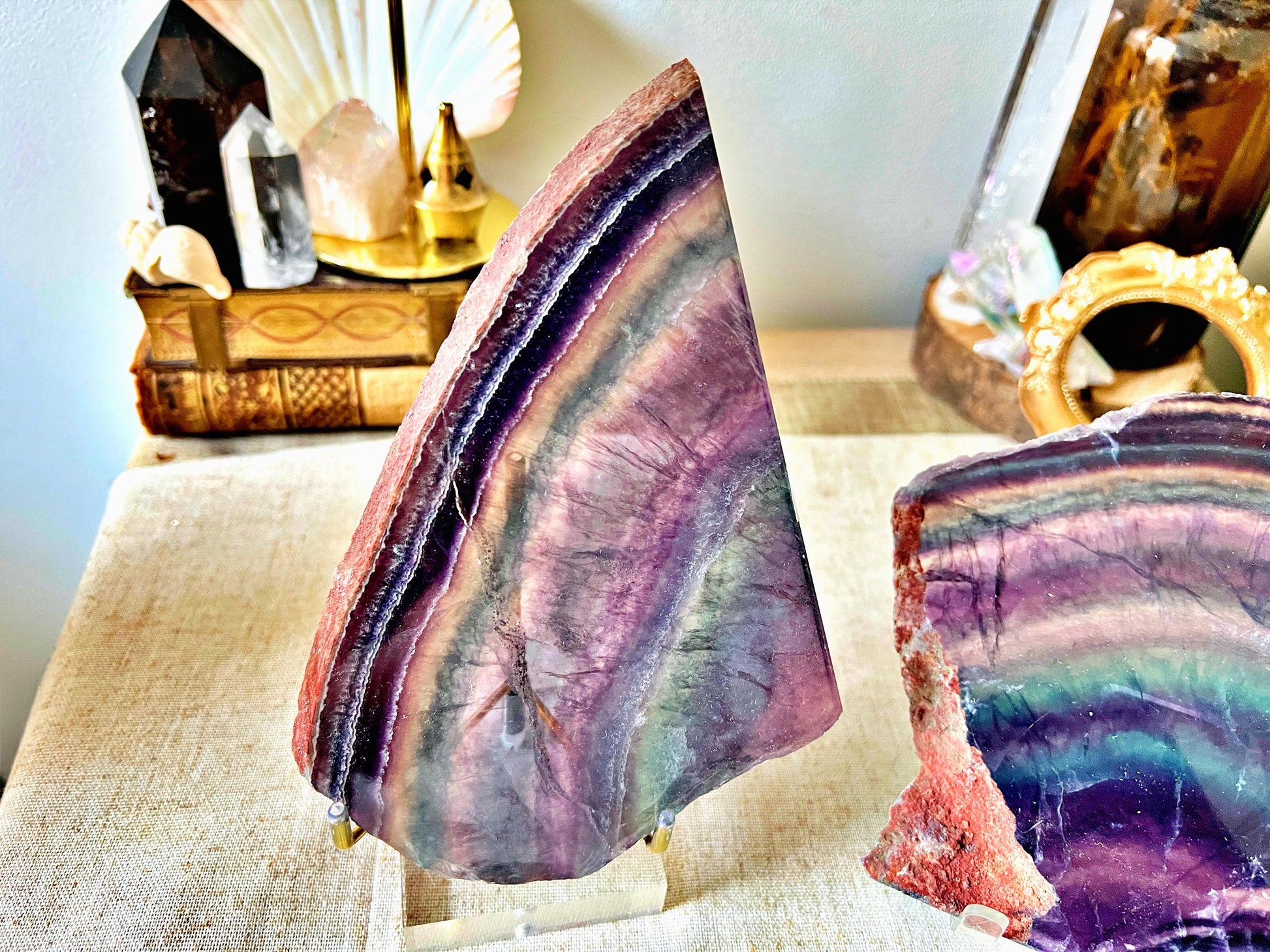 Tranches de Fluorite Multicolore - Cabinet de Curiosité - Haute Qualité