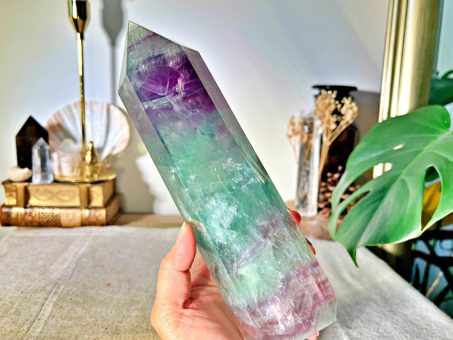 Pointe Fluorite Multicolore – 21 cm – 1,38 kg – Brésil