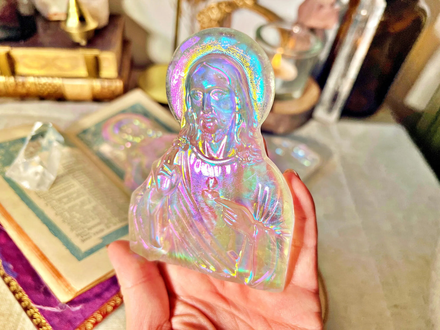 Christ au Sacré-Cœur en Cristal - Obsidienne
